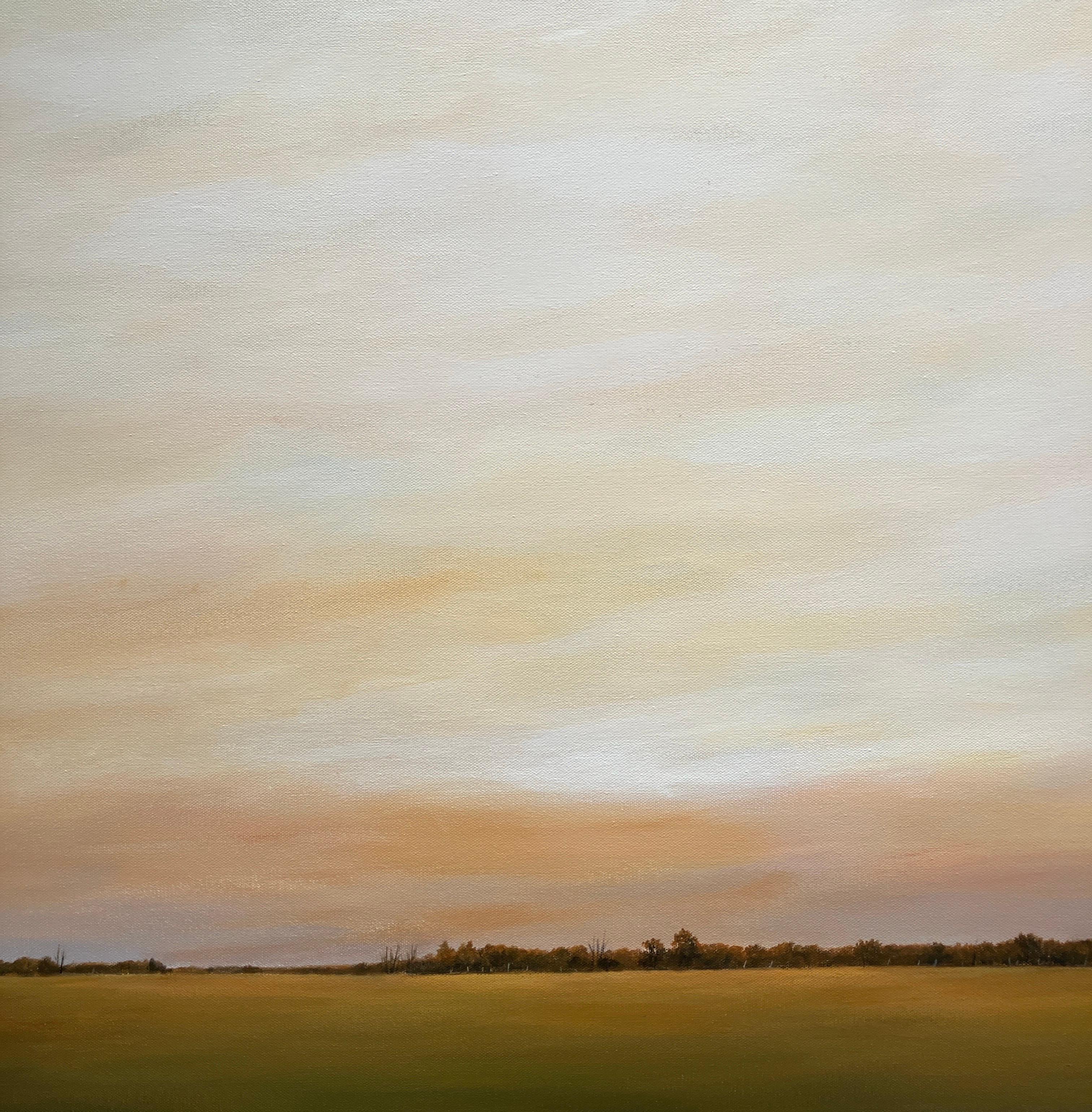Wide Horizontal Landscape Painting, Framed in Walnut, Acrylic Paint on Panel For Sale 6