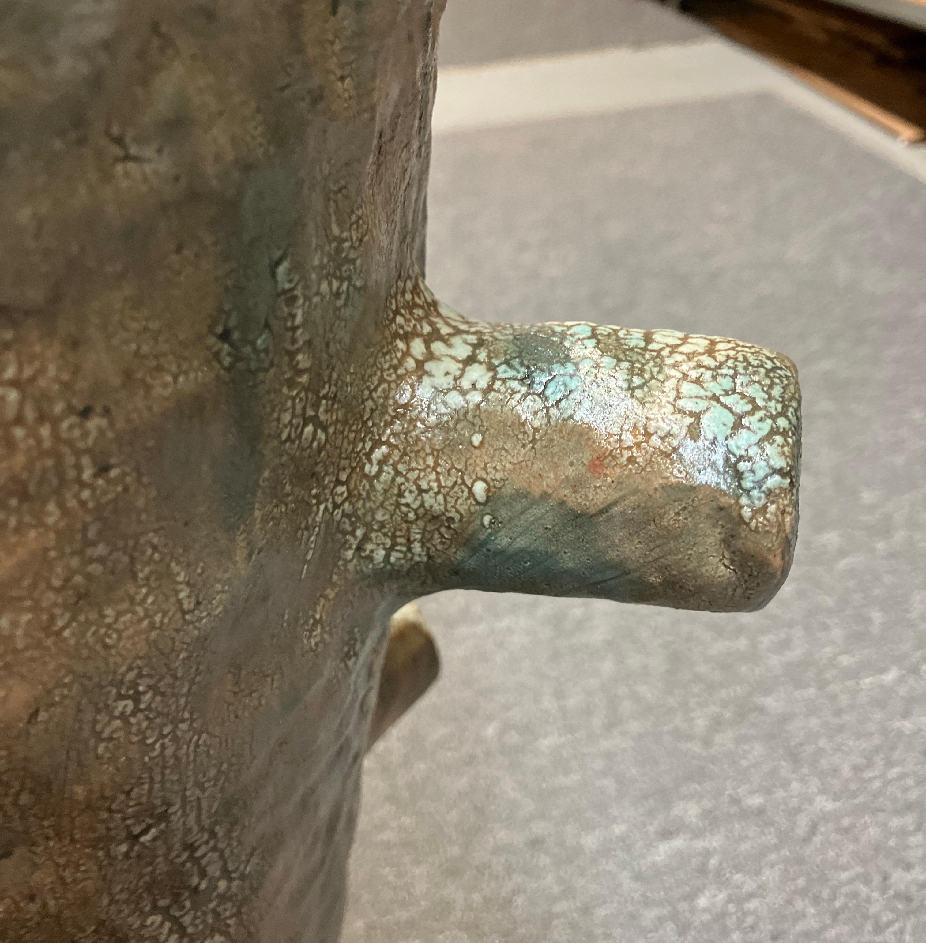 Contemporary Figurative Ceramic Sculpture, Glazed Stoneware, Surrealist Abstract For Sale 3
