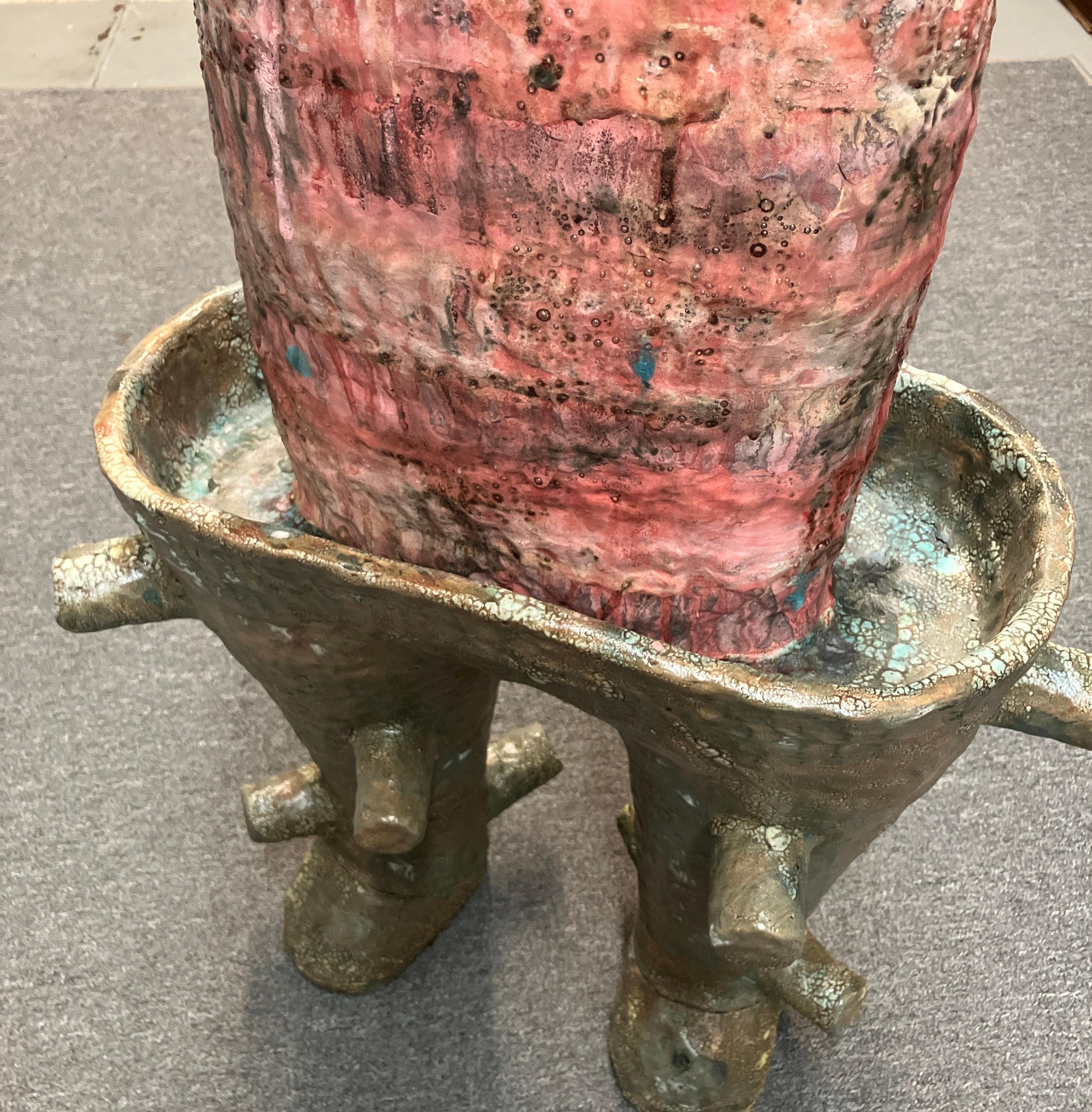 Contemporary Figurative Ceramic Sculpture, Glazed Stoneware, Surrealist Abstract For Sale 4