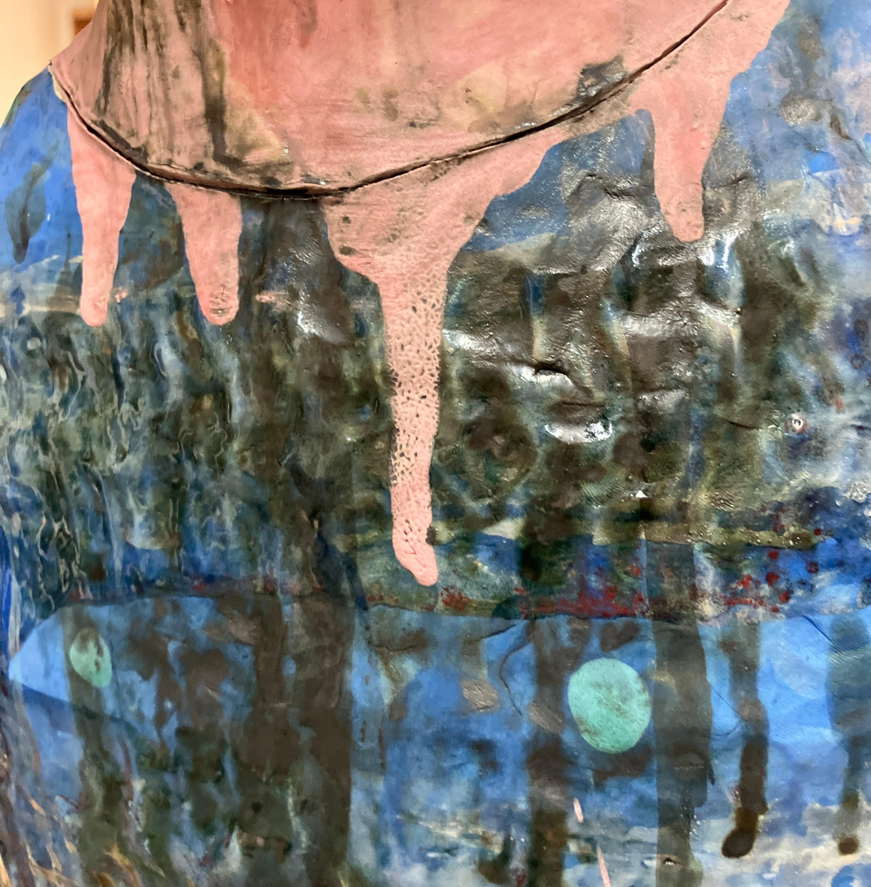 Contemporary Figurative Ceramic Sculpture, Glazed Stoneware, Surrealist Abstract For Sale 2