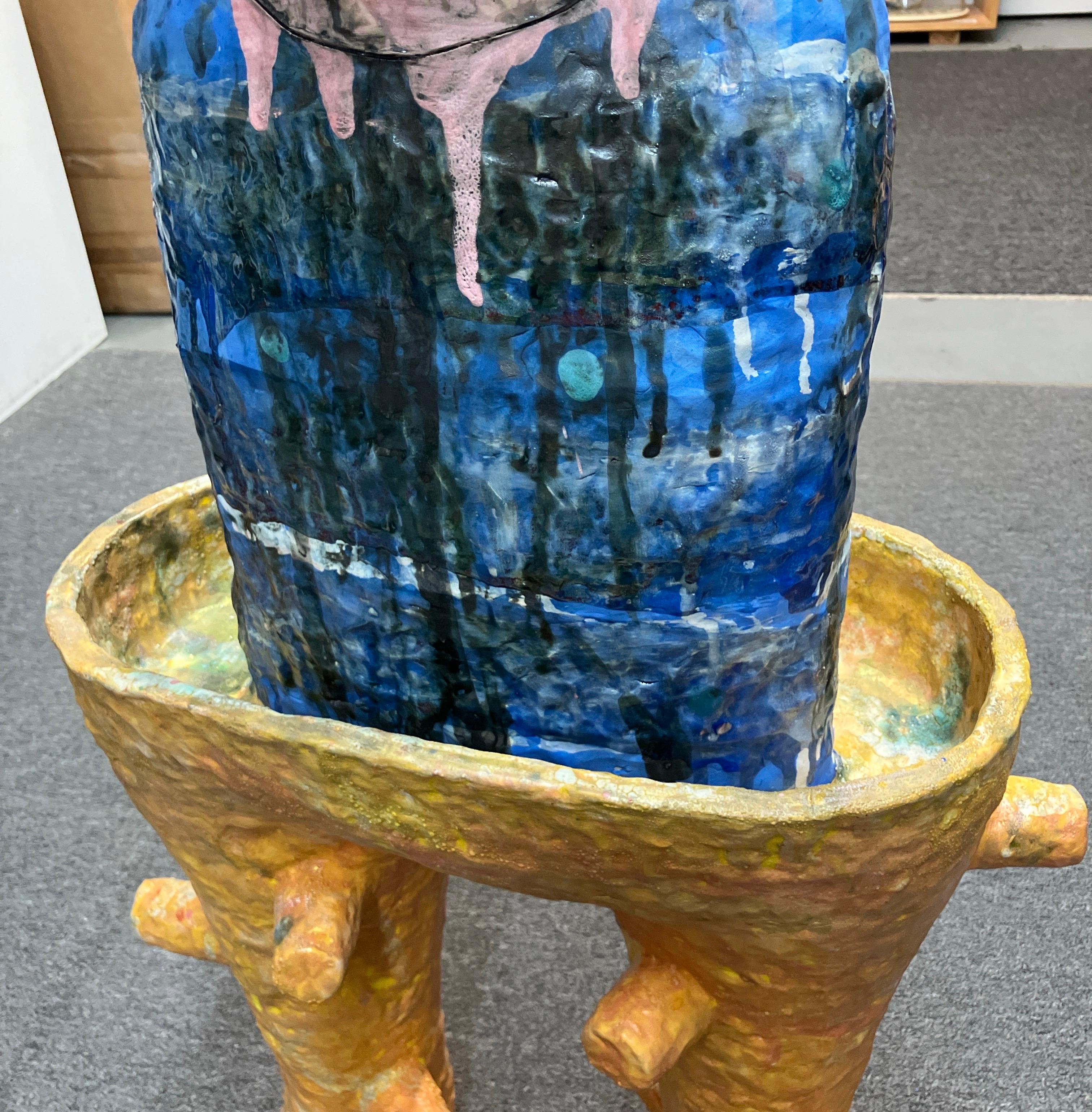 Contemporary Figurative Ceramic Sculpture, Glazed Stoneware, Surrealist Abstract For Sale 4