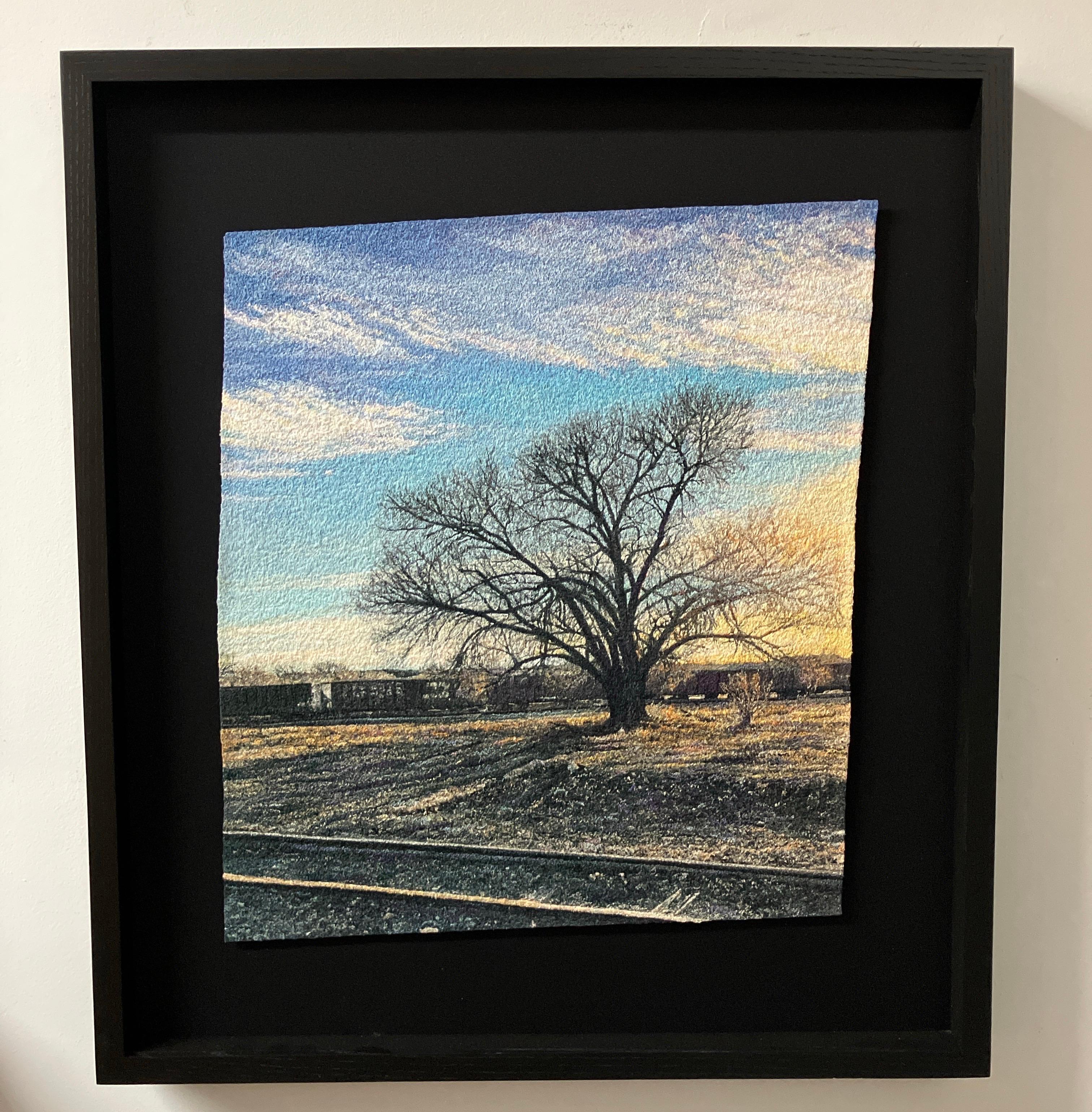 Winter Cottonwood, Carol Shinn, 2022, Gerahmte Stickerei, Photorealism, Nature im Angebot 7