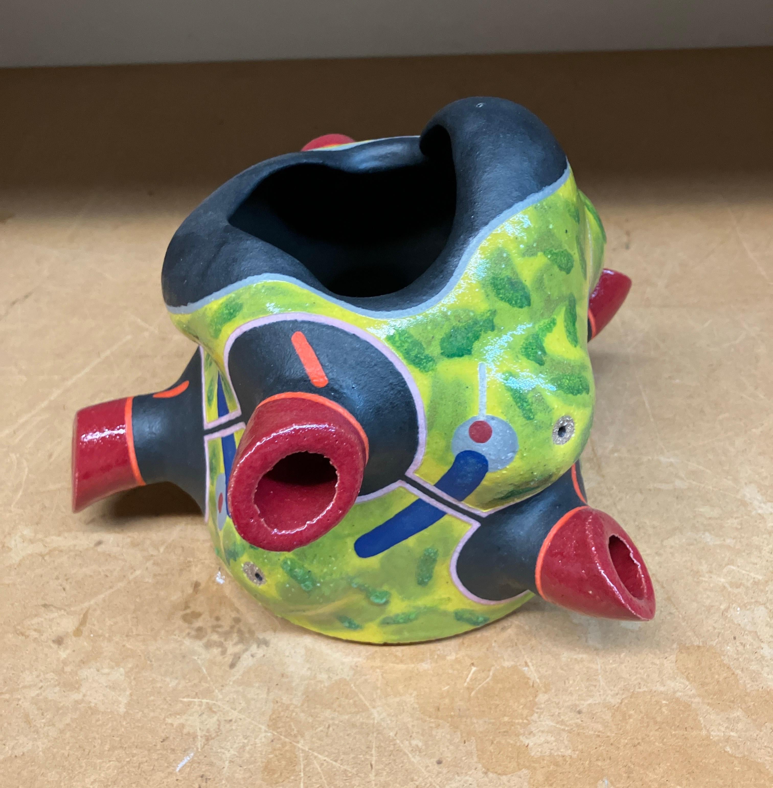 Contemporary Abstract Ceramic Sculpture, Stoneware, Glaze, Colorful Design For Sale 1