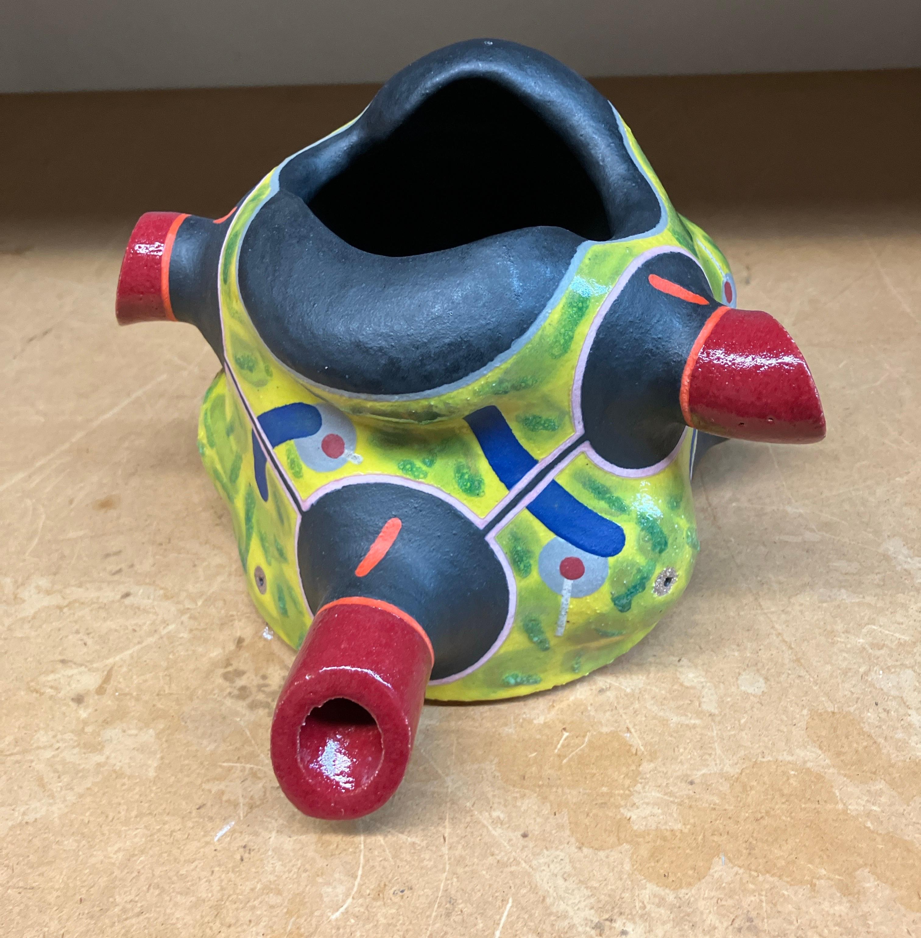 Contemporary Abstract Ceramic Sculpture, Stoneware, Glaze, Colorful Design For Sale 2