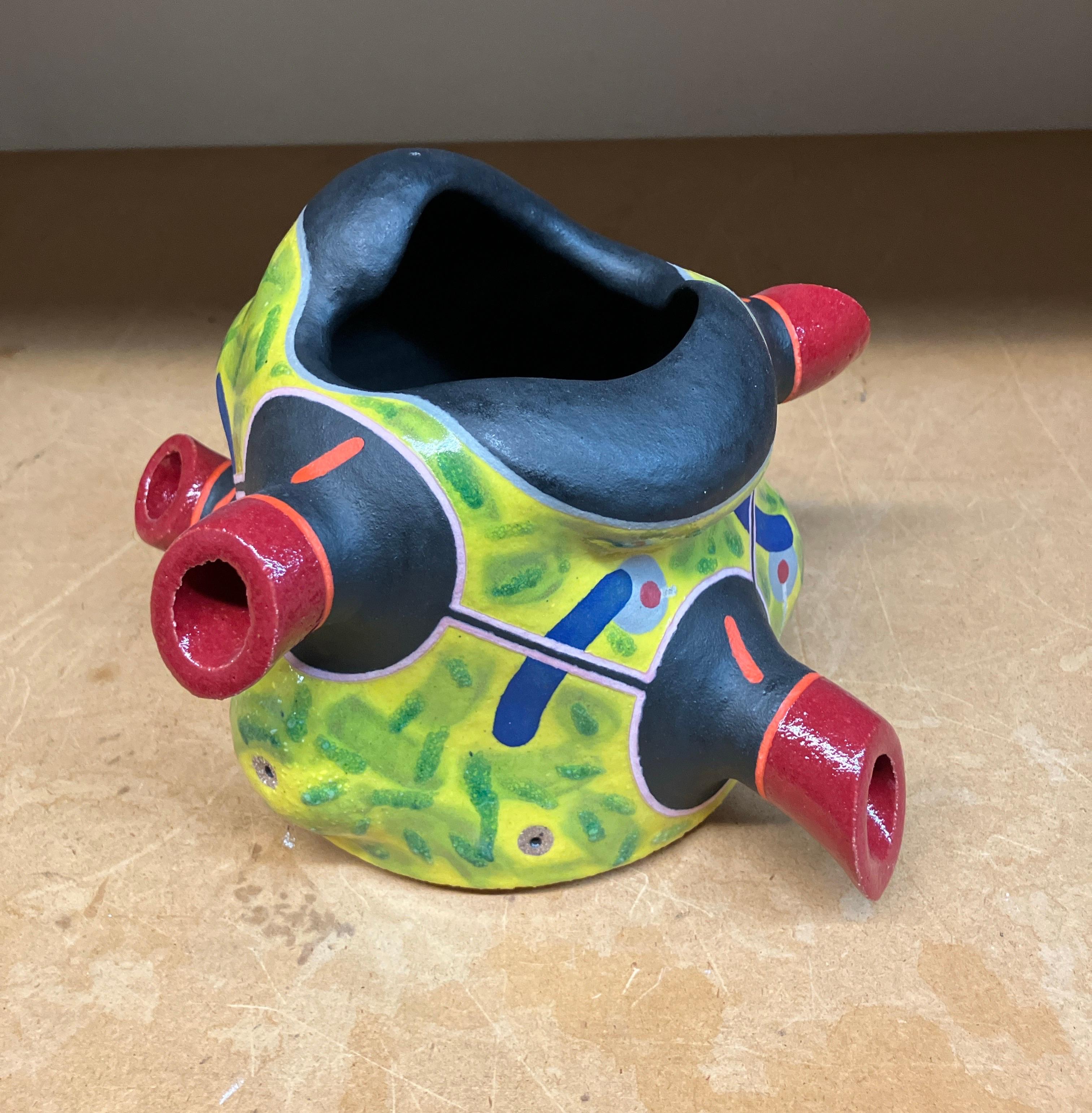 Contemporary Abstract Ceramic Sculpture, Stoneware, Glaze, Colorful Design For Sale 3