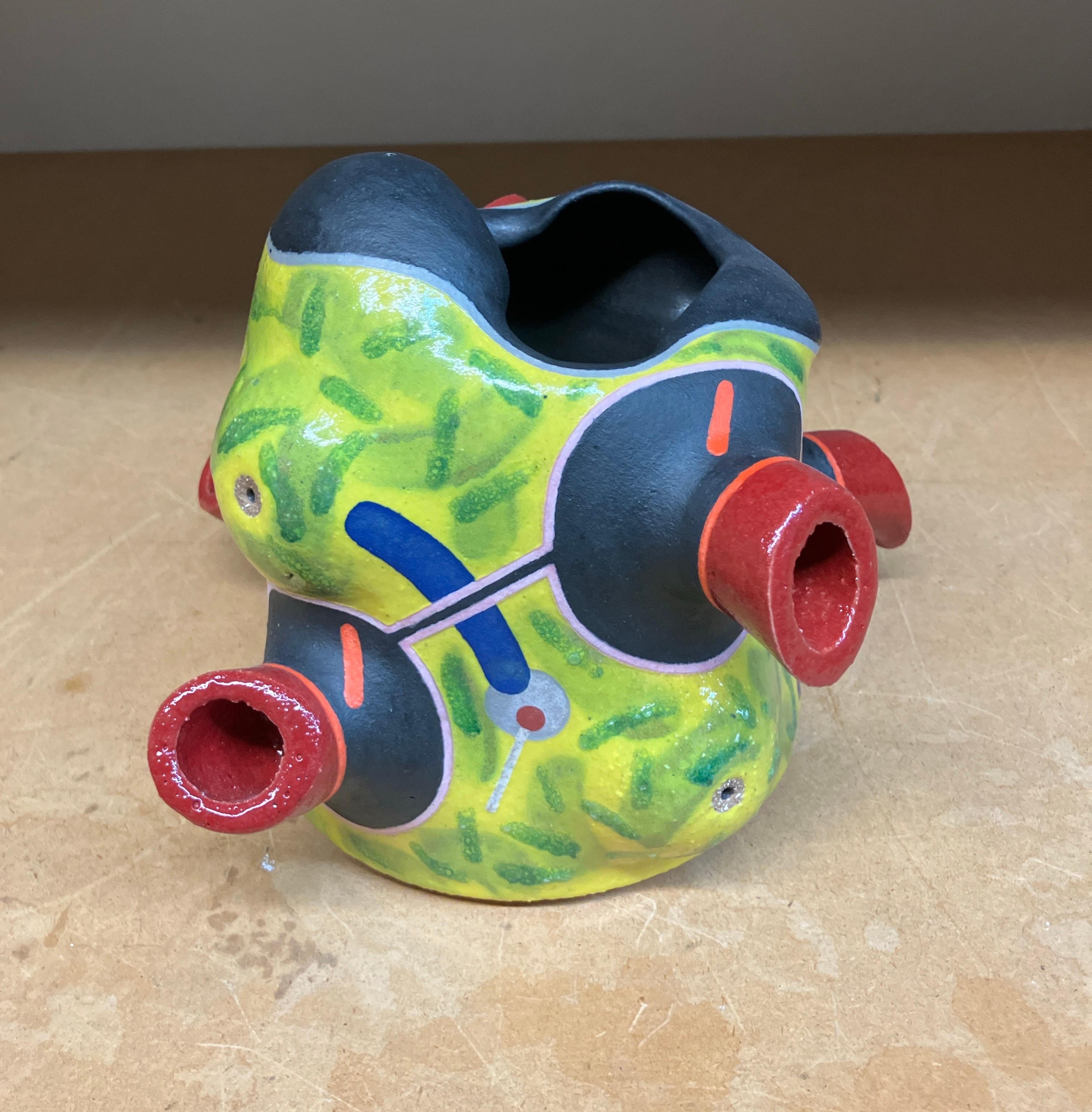 Contemporary Abstract Ceramic Sculpture, Stoneware, Glaze, Colorful Design For Sale 4