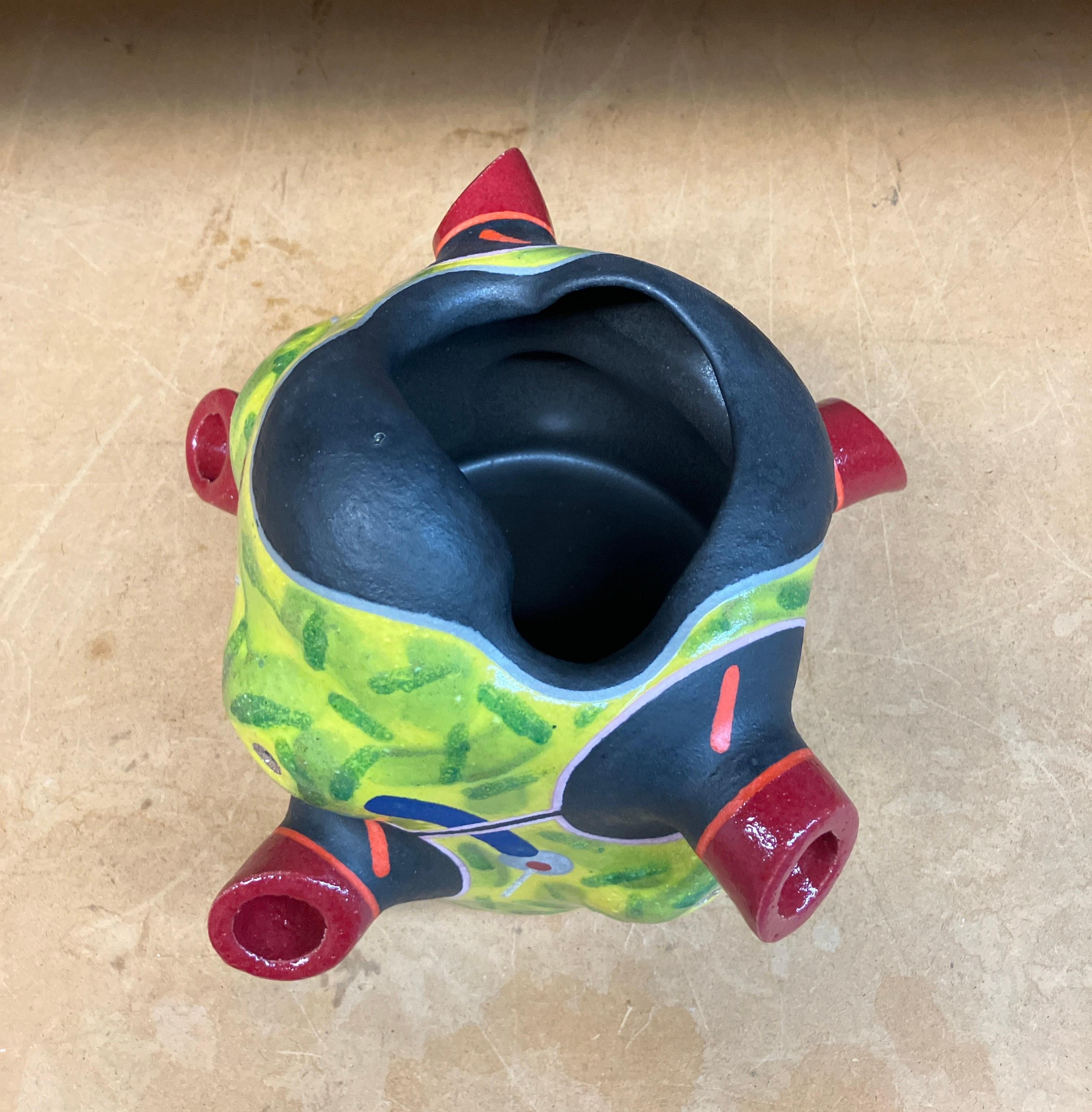 Contemporary Abstract Ceramic Sculpture, Stoneware, Glaze, Colorful Design For Sale 5