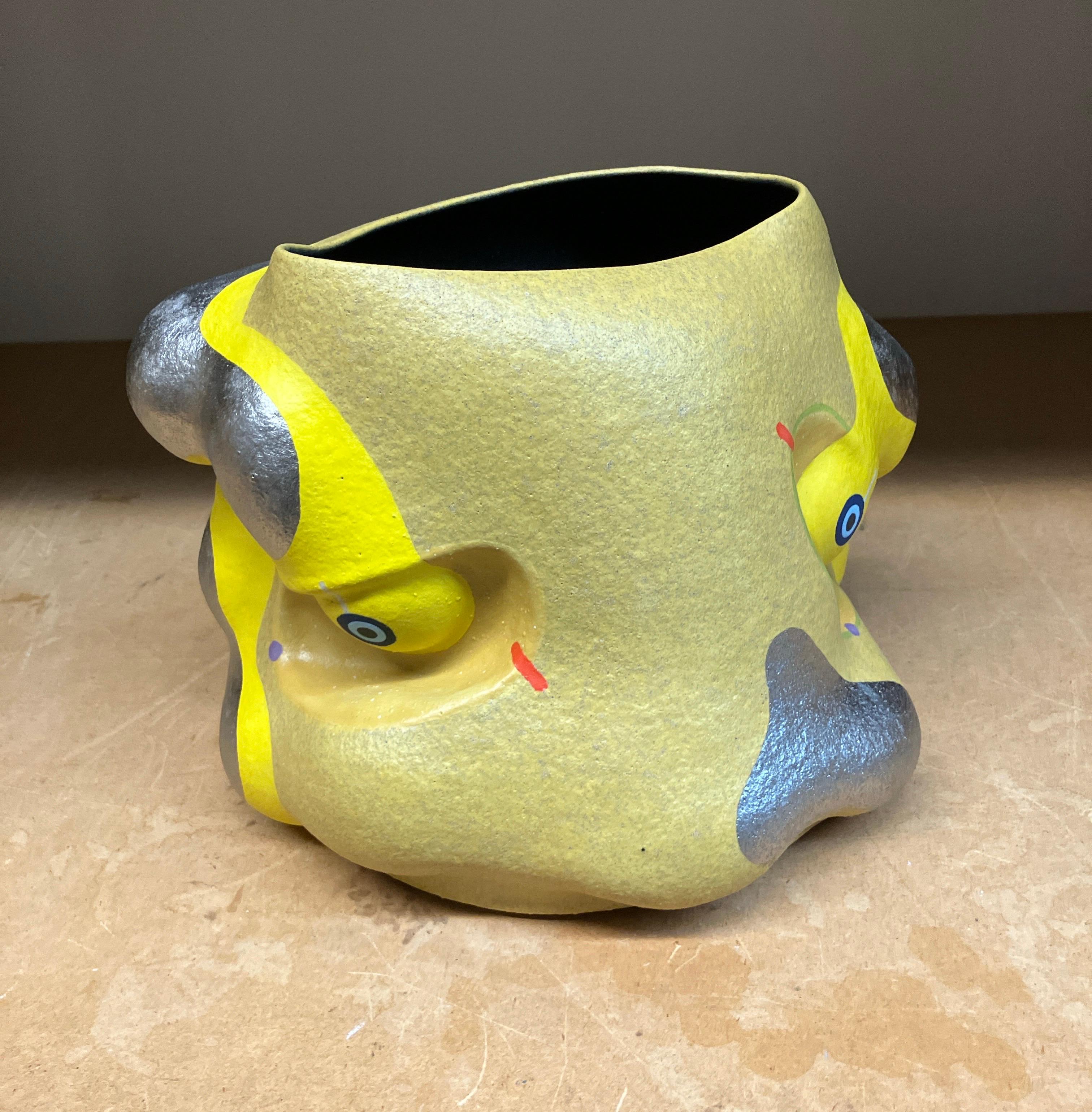 Contemporary Design, Abstract Ceramic Sculpture with Surface Patterning, Glaze For Sale 2