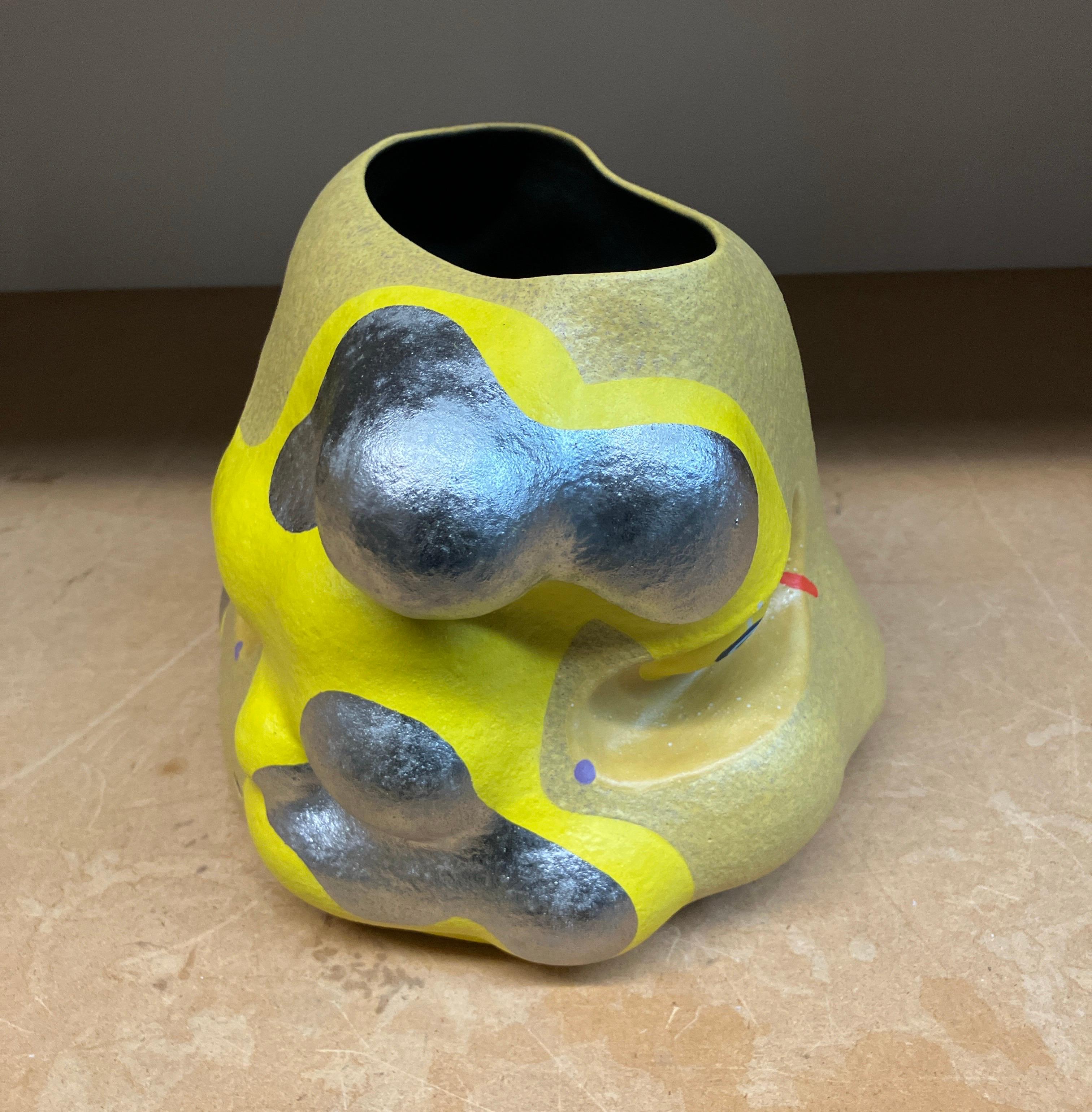 Contemporary Design, Abstract Ceramic Sculpture with Surface Patterning, Glaze For Sale 3
