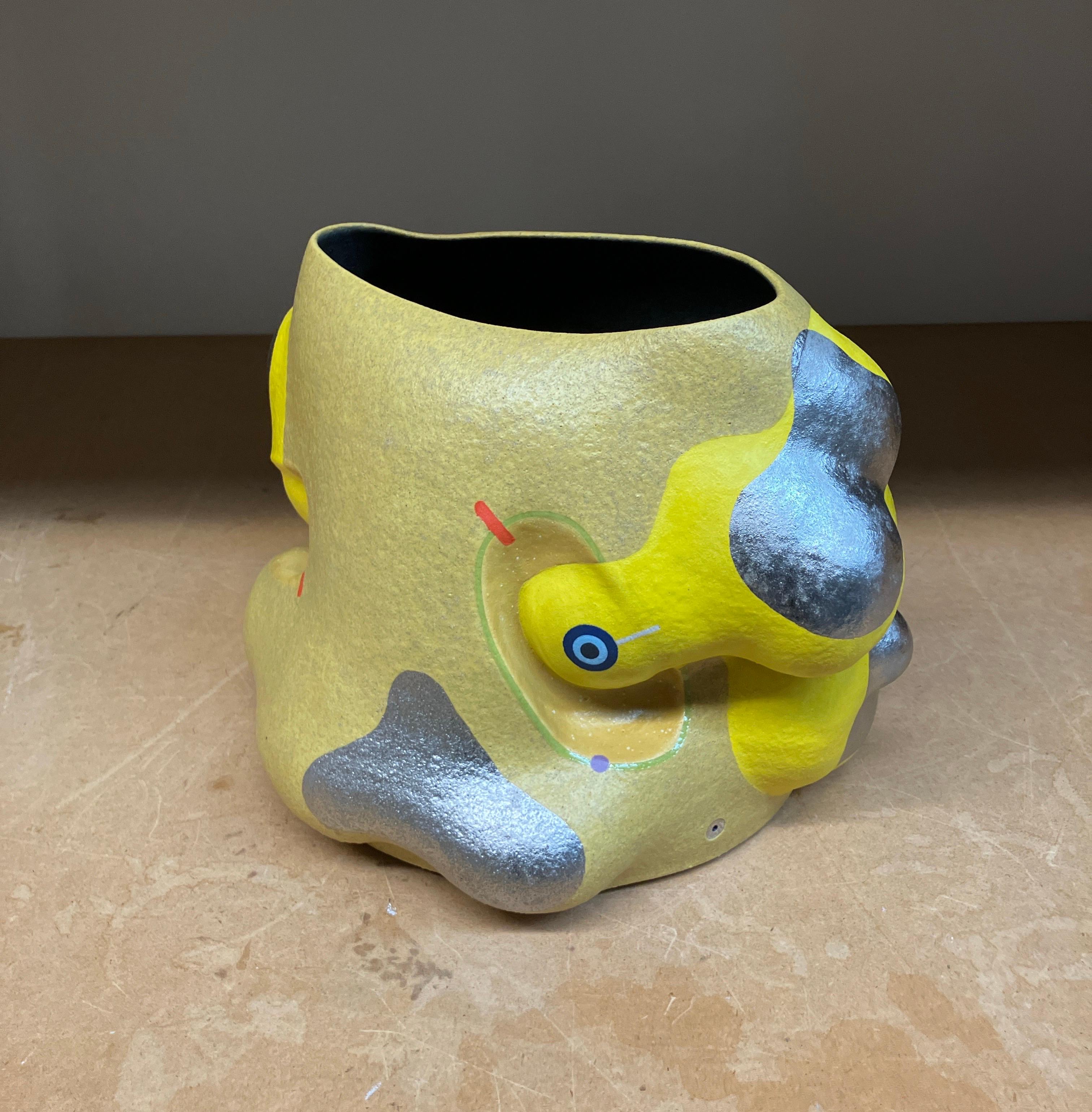 Contemporary Design, Abstract Ceramic Sculpture with Surface Patterning, Glaze For Sale 6