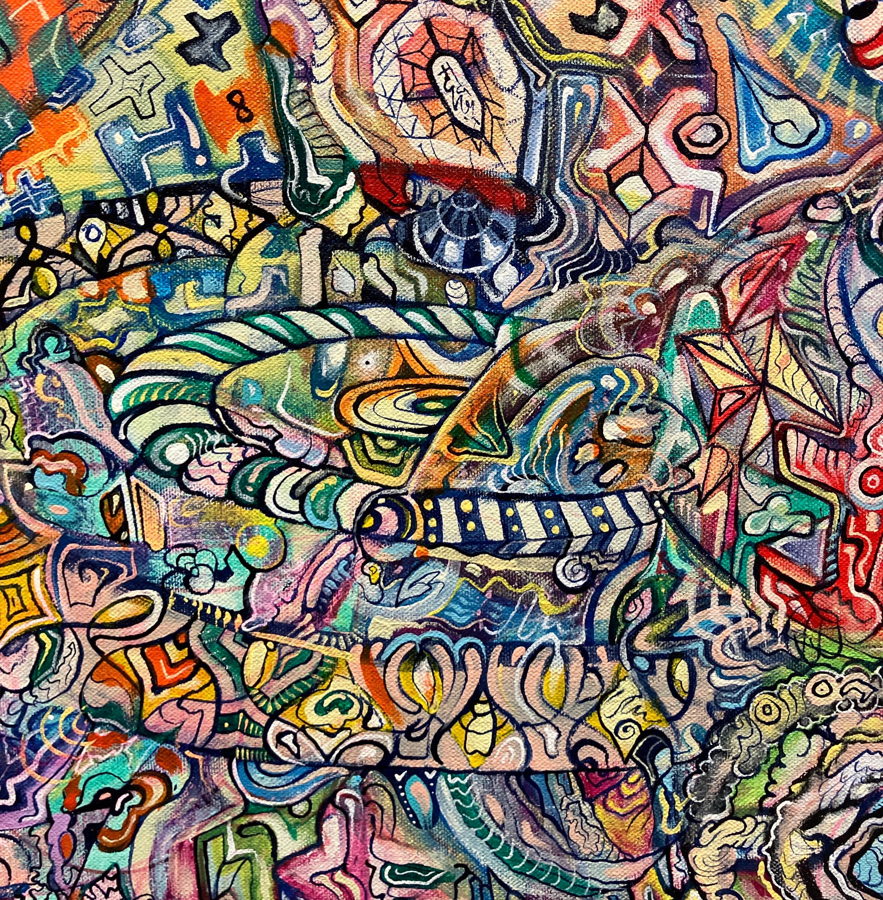 Il Dio che divora, Ethan Meyer, 2019, Pittura acrilica astratta psichedelica in vendita 6