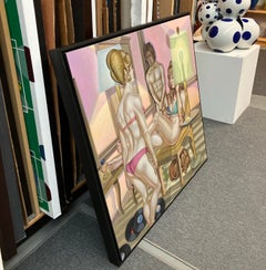 « Quiche Lorraine », peinture à l'huile figurative sur panneau de bois, encadrée, satirique