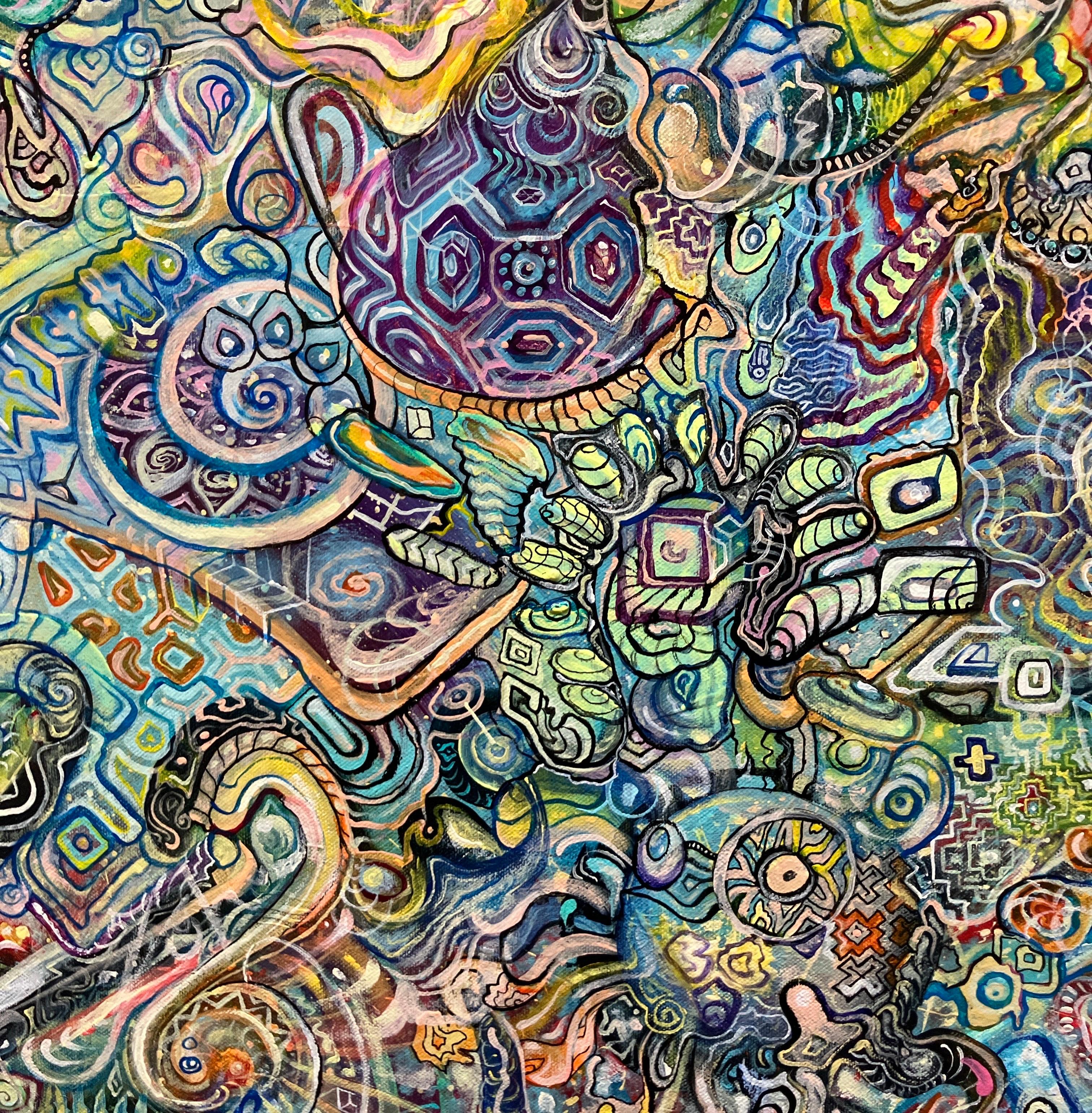 Marrow of the Spirit, Ethan Meyer, 2018, grande peinture abstraite psychédélique en vente 5