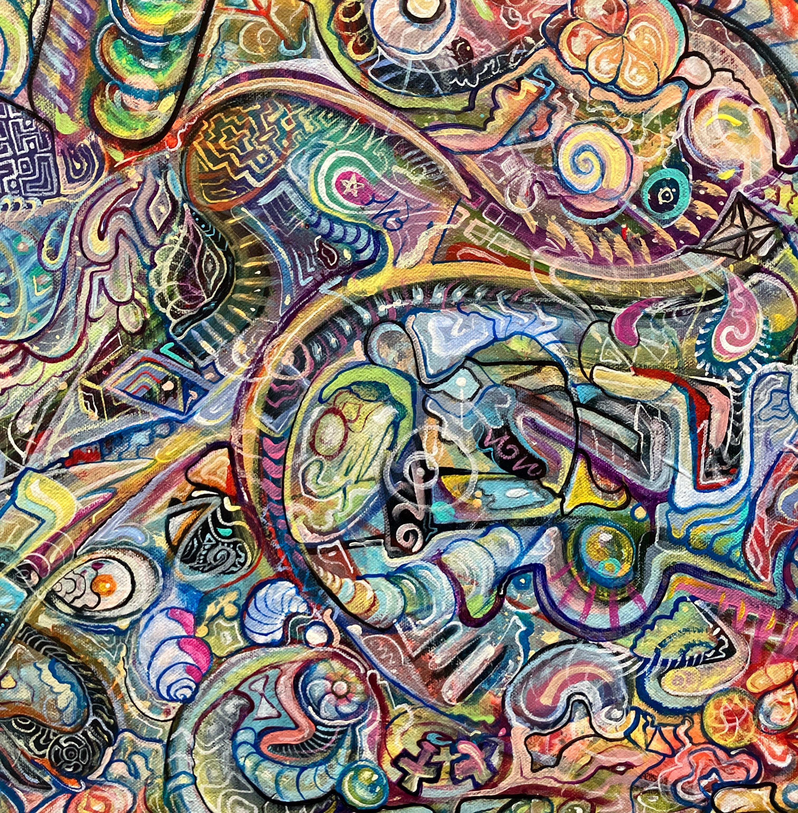 Marrow of the Spirit, Ethan Meyer, 2018, grande peinture abstraite psychédélique en vente 6
