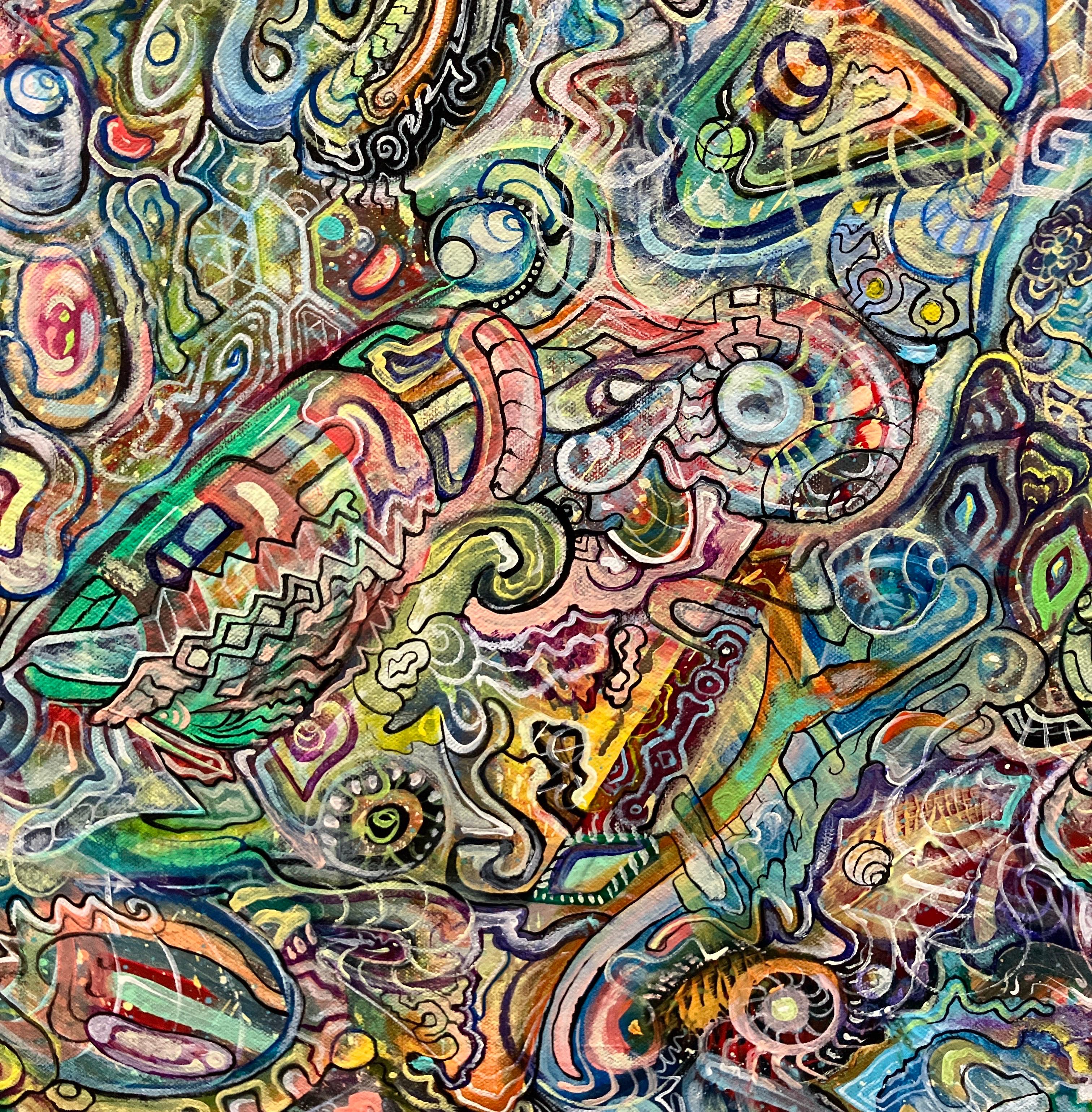 Marrow of the Spirit, Ethan Meyer, 2018, grande peinture abstraite psychédélique en vente 9
