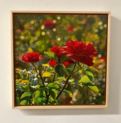"Rote Rosen", zeitgenössisch, fotorealistisch, Öl, Gemälde, gerahmt, Blumen