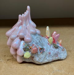 "Crystallized #2", Abstract Ceramic Sculpture with Mother of Pearl, Porcelain