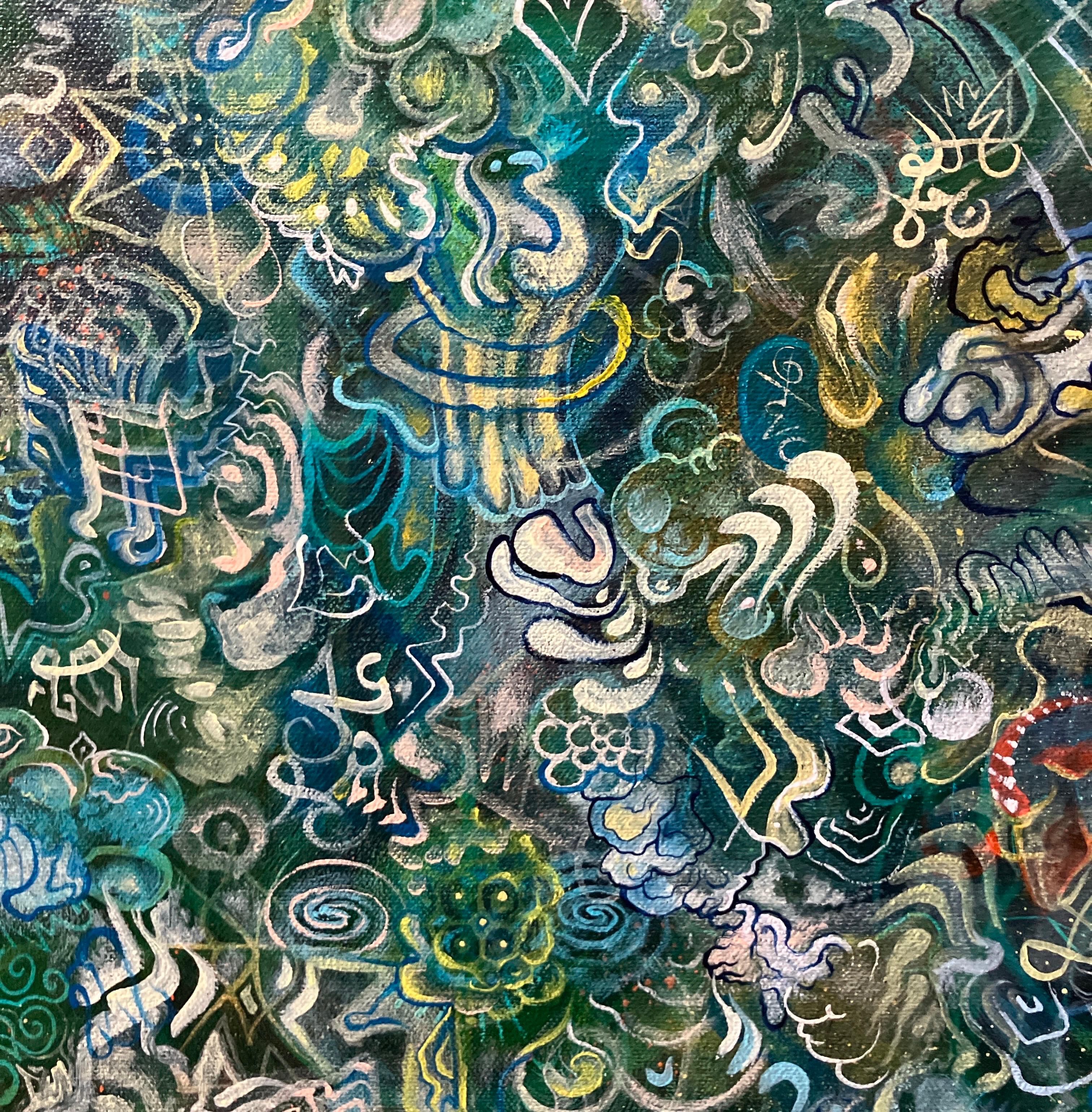 ((((())))) by Ethan Meyer, 2020, Pintura abstracta de colores en técnica mixta, Lienzo en venta 8