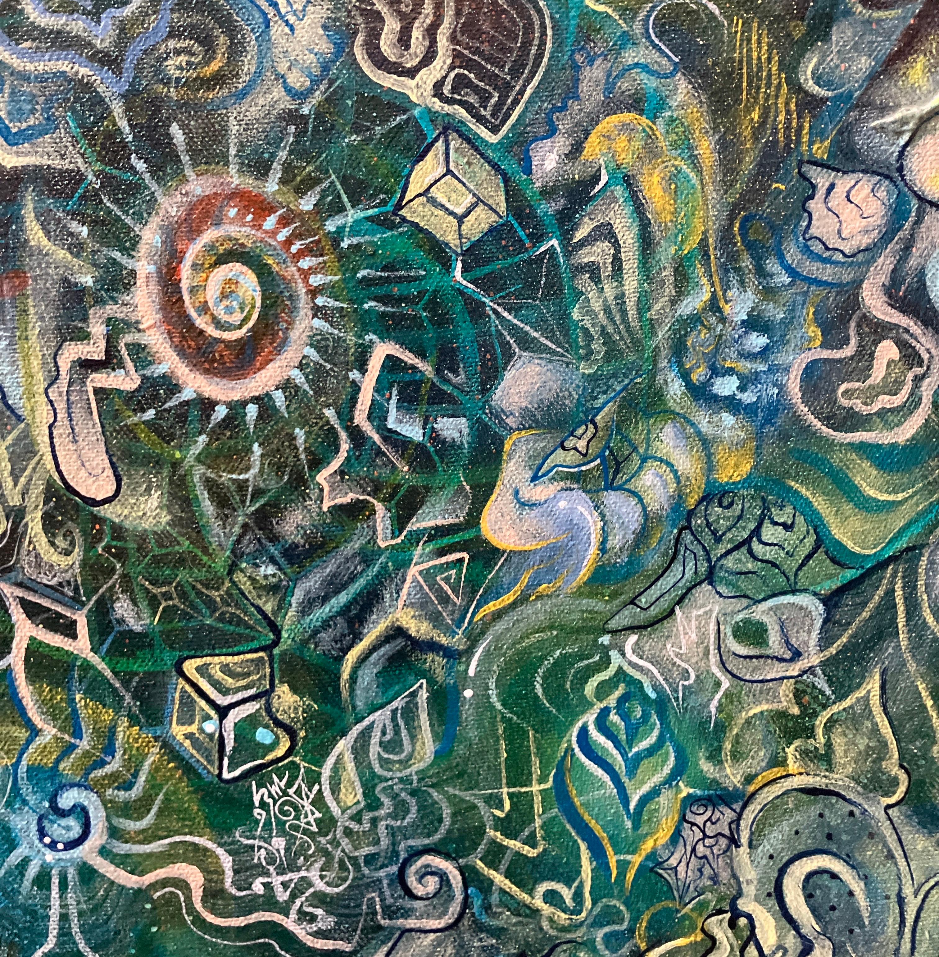 ((((())))) by Ethan Meyer, 2020, Pintura abstracta de colores en técnica mixta, Lienzo en venta 9
