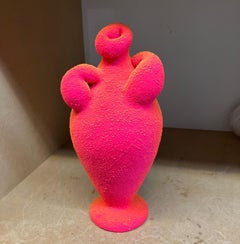 "Pink & Yellow Amphora 2", Mixed Media, Ceramic, Sculpture, Stoneware, Plastic
