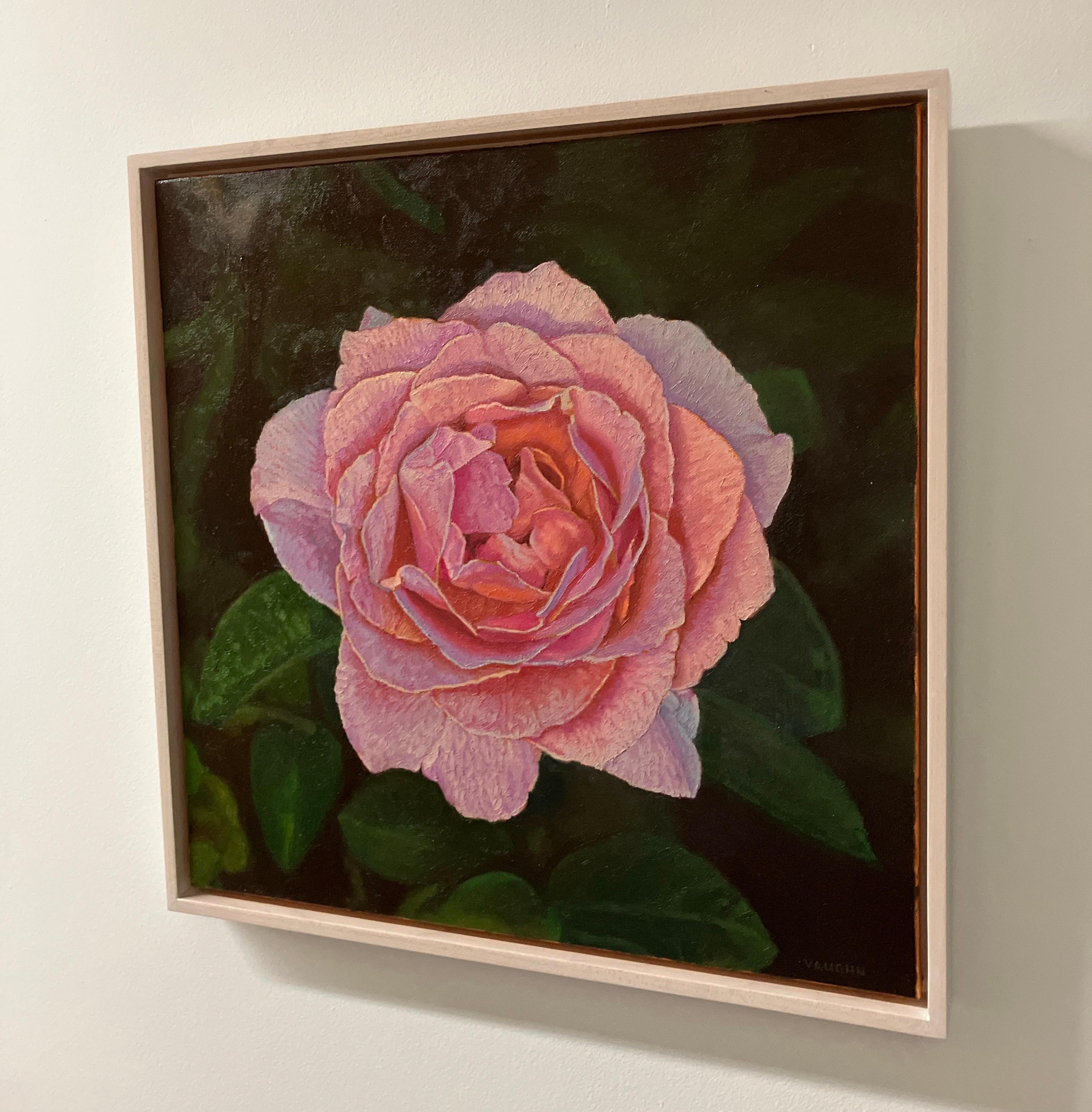 Contemporary Photorealistic Framed Oil Painting on Canvas, Flowers, Nature, Rose For Sale 2