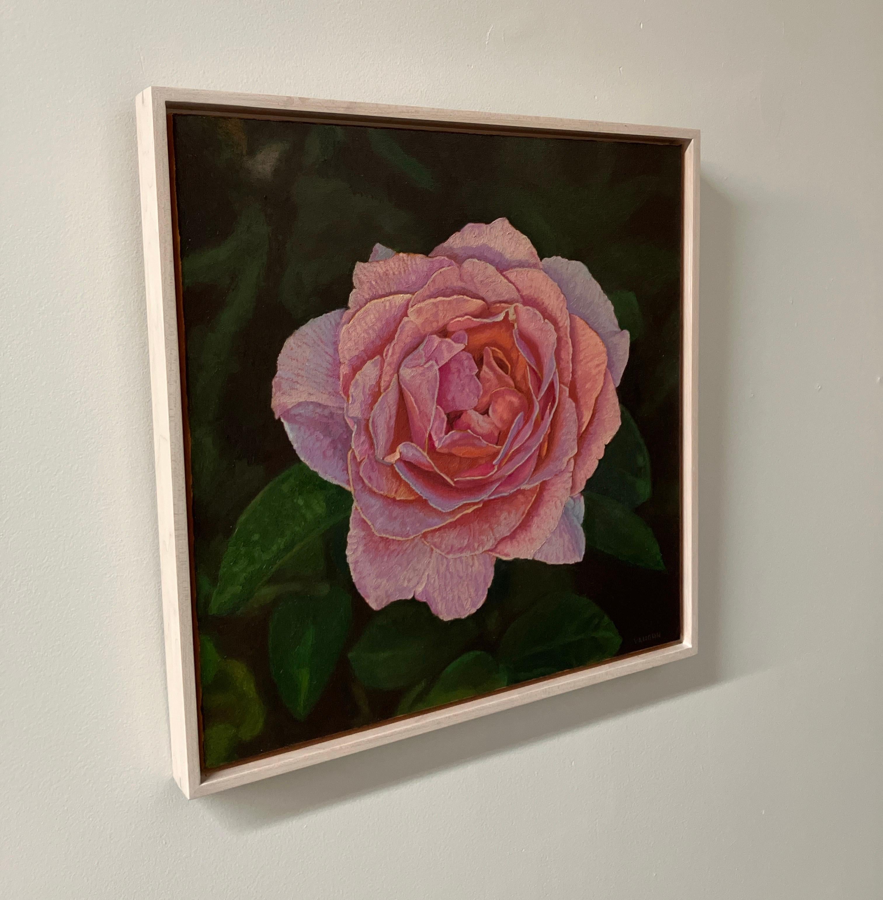 Contemporary Photorealistic Framed Oil Painting on Canvas, Flowers, Nature, Rose For Sale 3