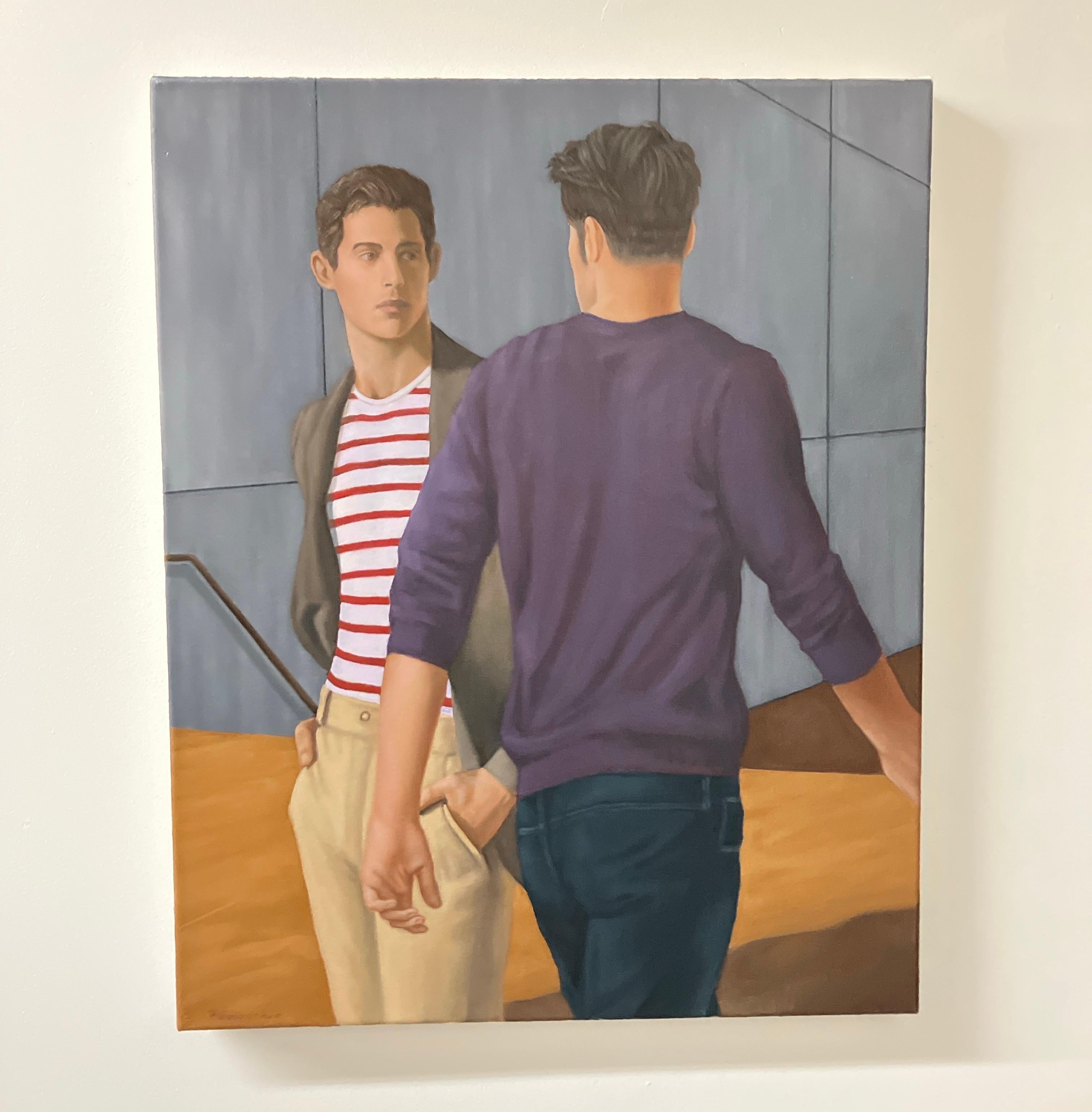 Courtyard, Dominic Finocchio, 2025, Figurative Oil Painting on Canvas For Sale 1