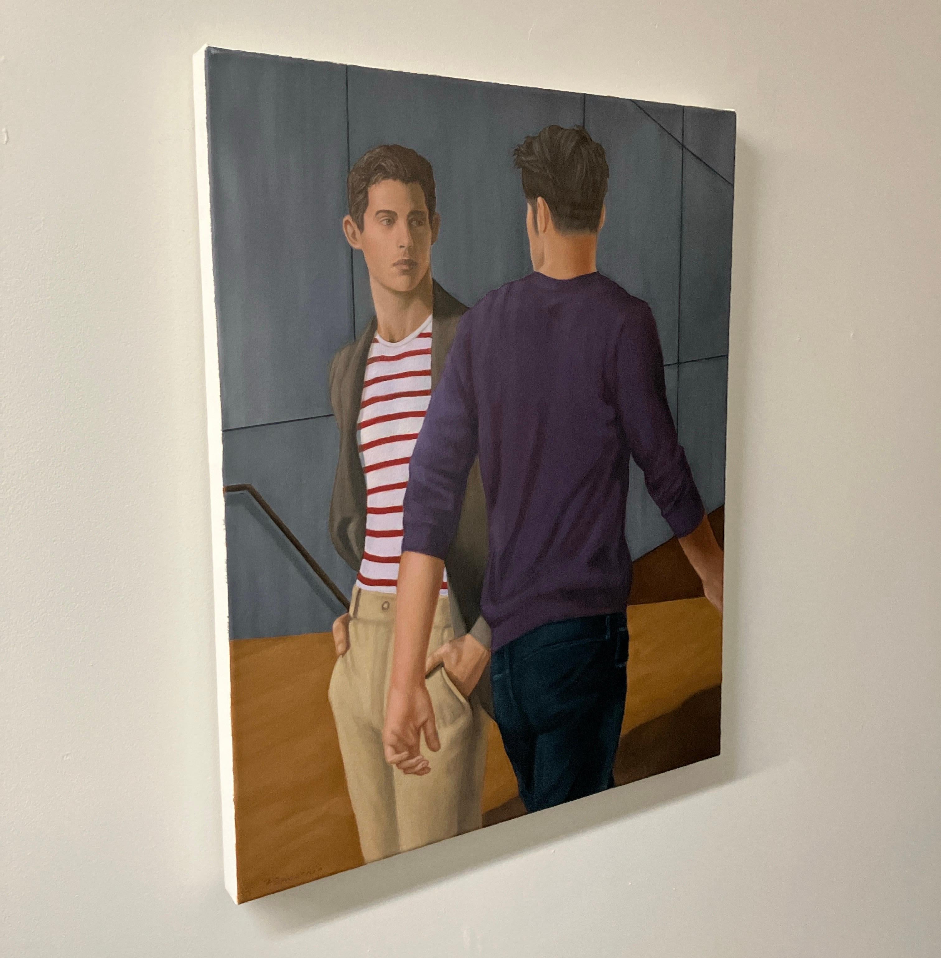 Courtyard, Dominic Finocchio, 2025, Figurative Oil Painting on Canvas For Sale 6