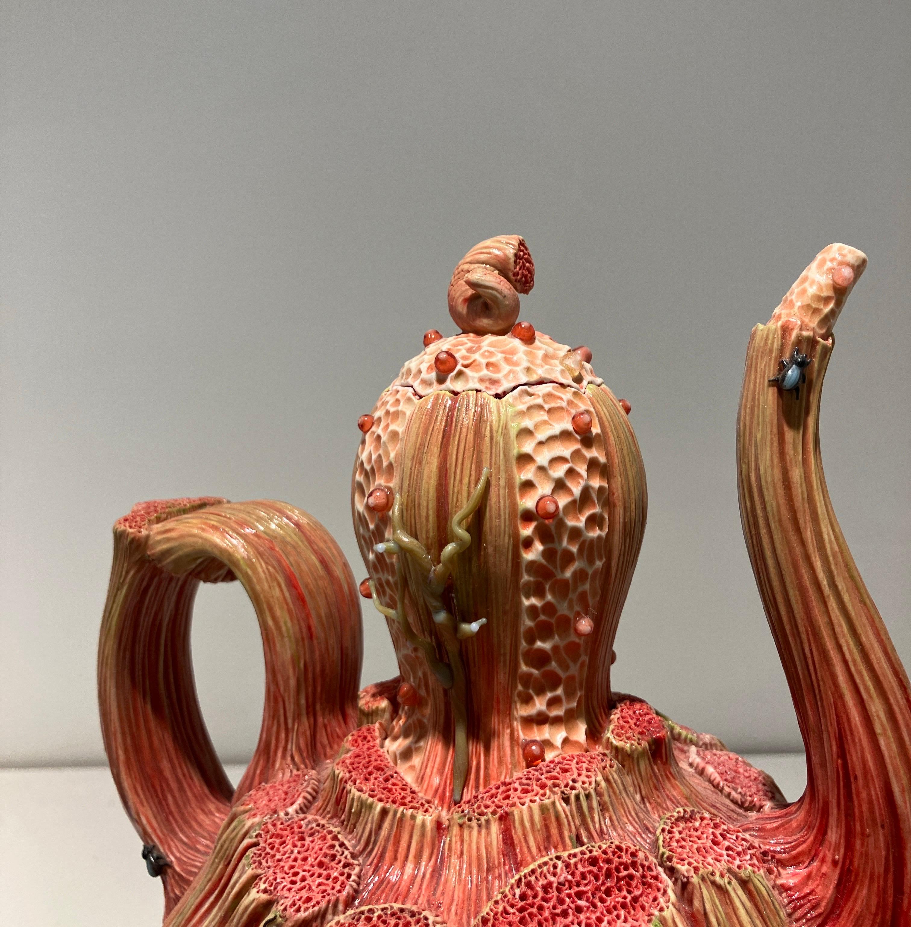 Ensemble théière et tasses surréaliste avec plateau, céramique et verre en vente 2