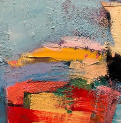 „Wink“, Abstraktes Ölgemälde auf Leinwand, minimalistische Abstraktion, leuchtende Farben