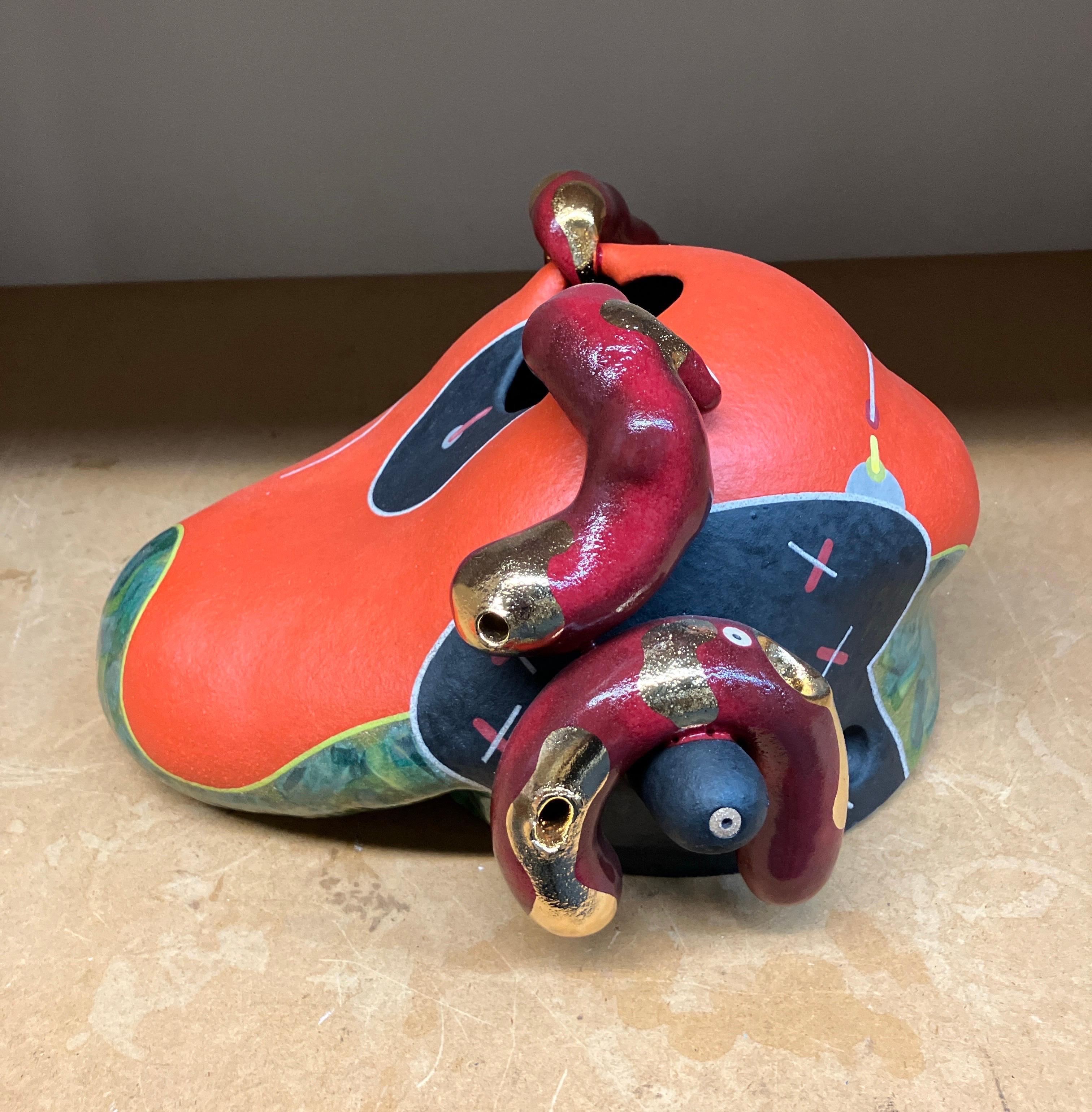 "MD13", Contemporaneo, Astratto, Ceramica, Scultura, Gres, Smalto a lustro oro