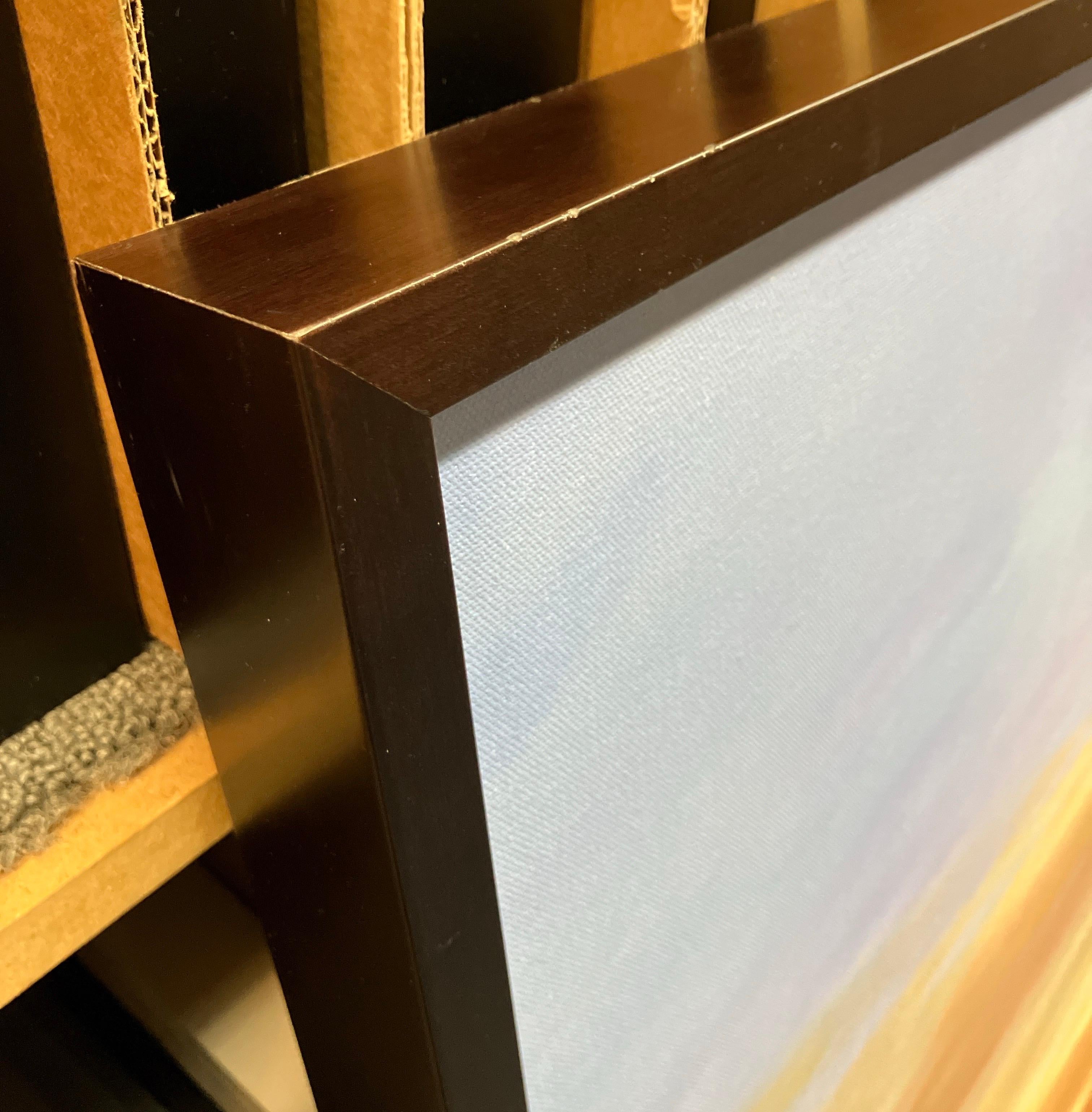 „Die andere Seite des Twilight“, Acryl-Landschaftsgemälde, Rahmen aus Nussbaumholz, Realismus im Angebot 3