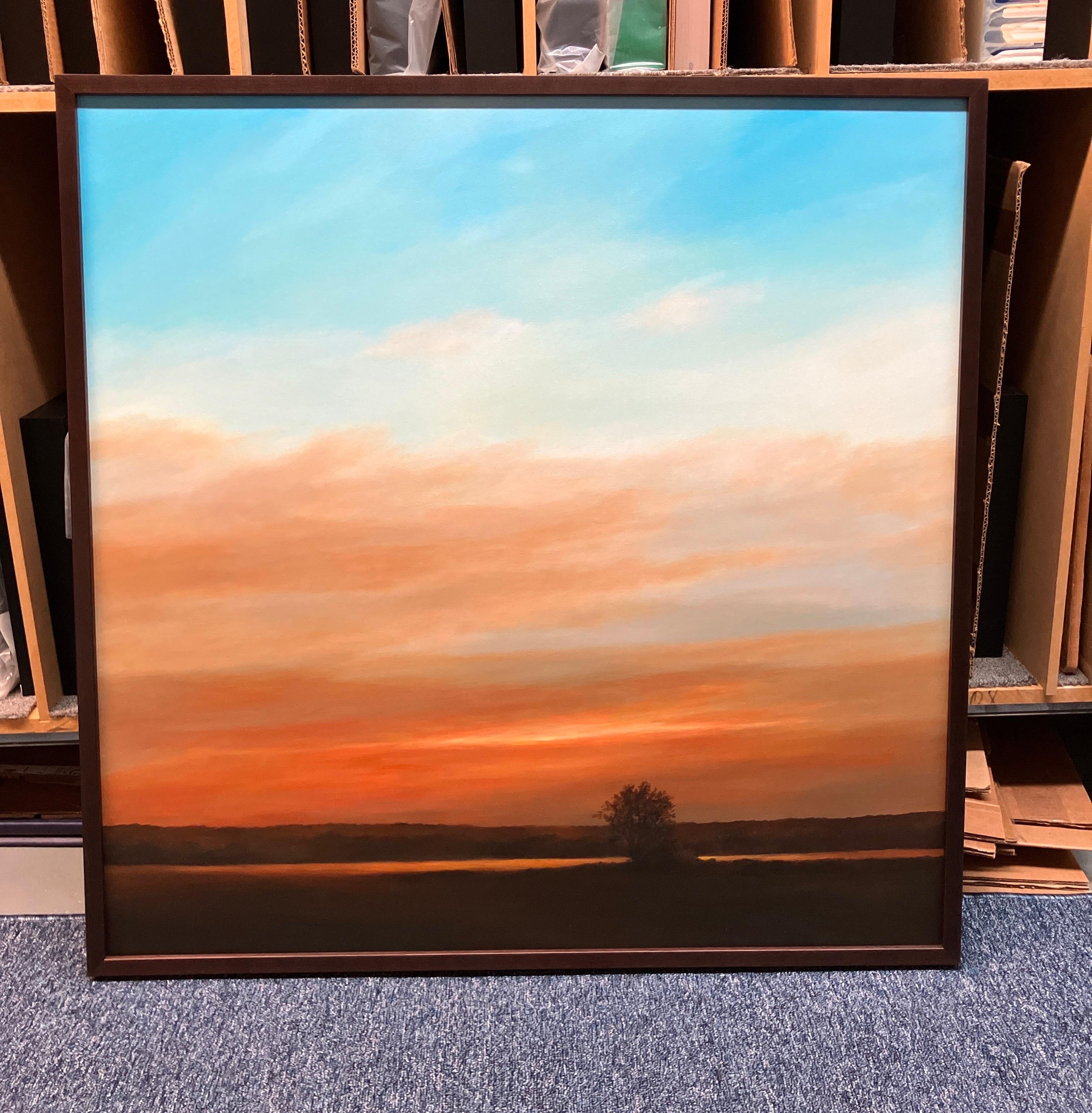 "Ankommende Dämmerung am Fluss", Contemporary, Landschaft, Gemälde, Gerahmt