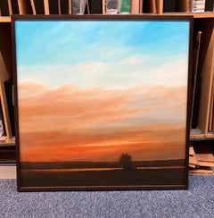 "Ankommende Dämmerung am Fluss", Contemporary, Landschaft, Gemälde, Gerahmt