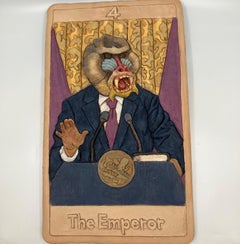 L'empereur, carte de tarot 4, par Alessandro Gallo, 2025, céramique, accrochage par taquet