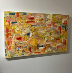"After Urbana #3", pittura ad olio astratta su tela dai colori vivaci