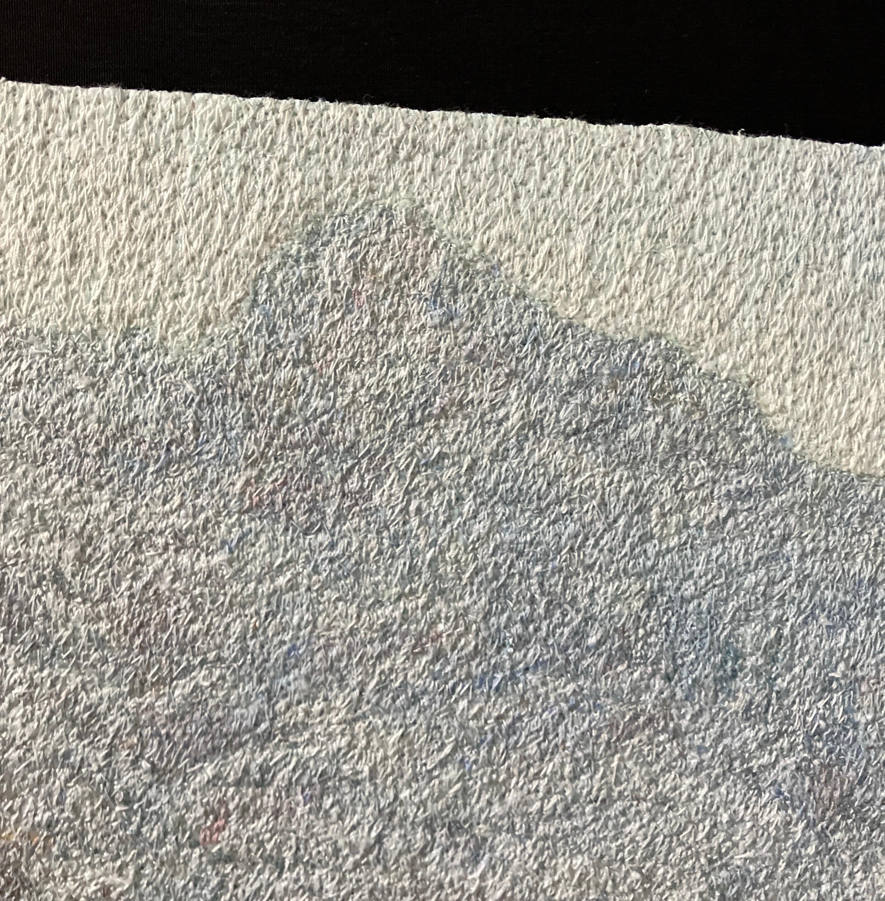 Cliff by the River by Carol Shinn, 2024, Framed Photorealistic Embroidery Thread For Sale 7