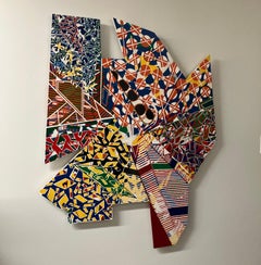 Flying My Kite by Rick Griggs, 2025, Mixed Media Abstract Painting, Shaped Panel