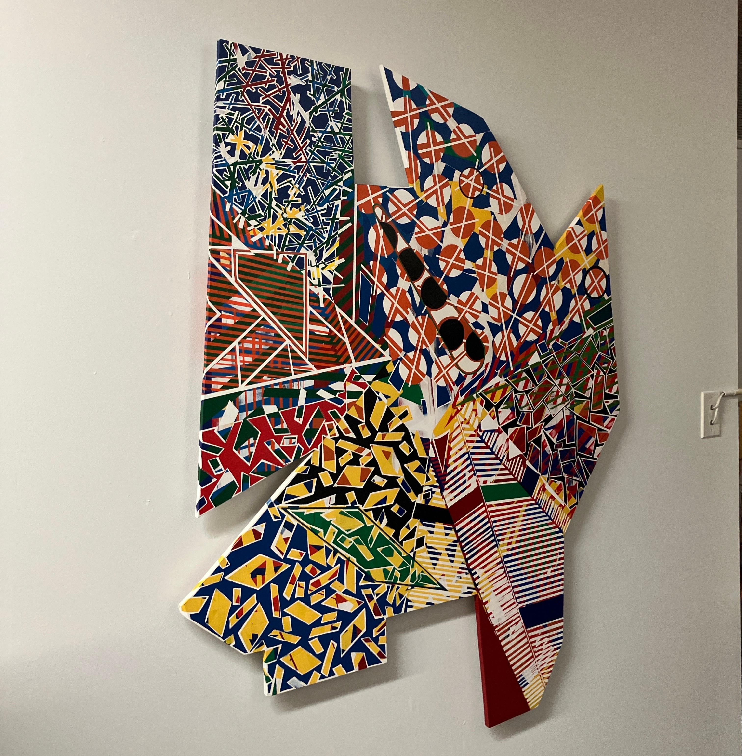 Flying My Kite by Rick Griggs, 2025, Mixed Media Abstract Painting, Shaped Panel For Sale 5