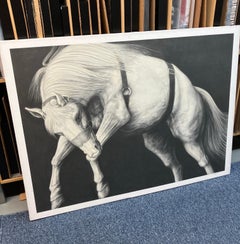 „Edge Event XXVII“, Figurative, Graphit, Zeichnung, Leinwand, Pferde, Realismus