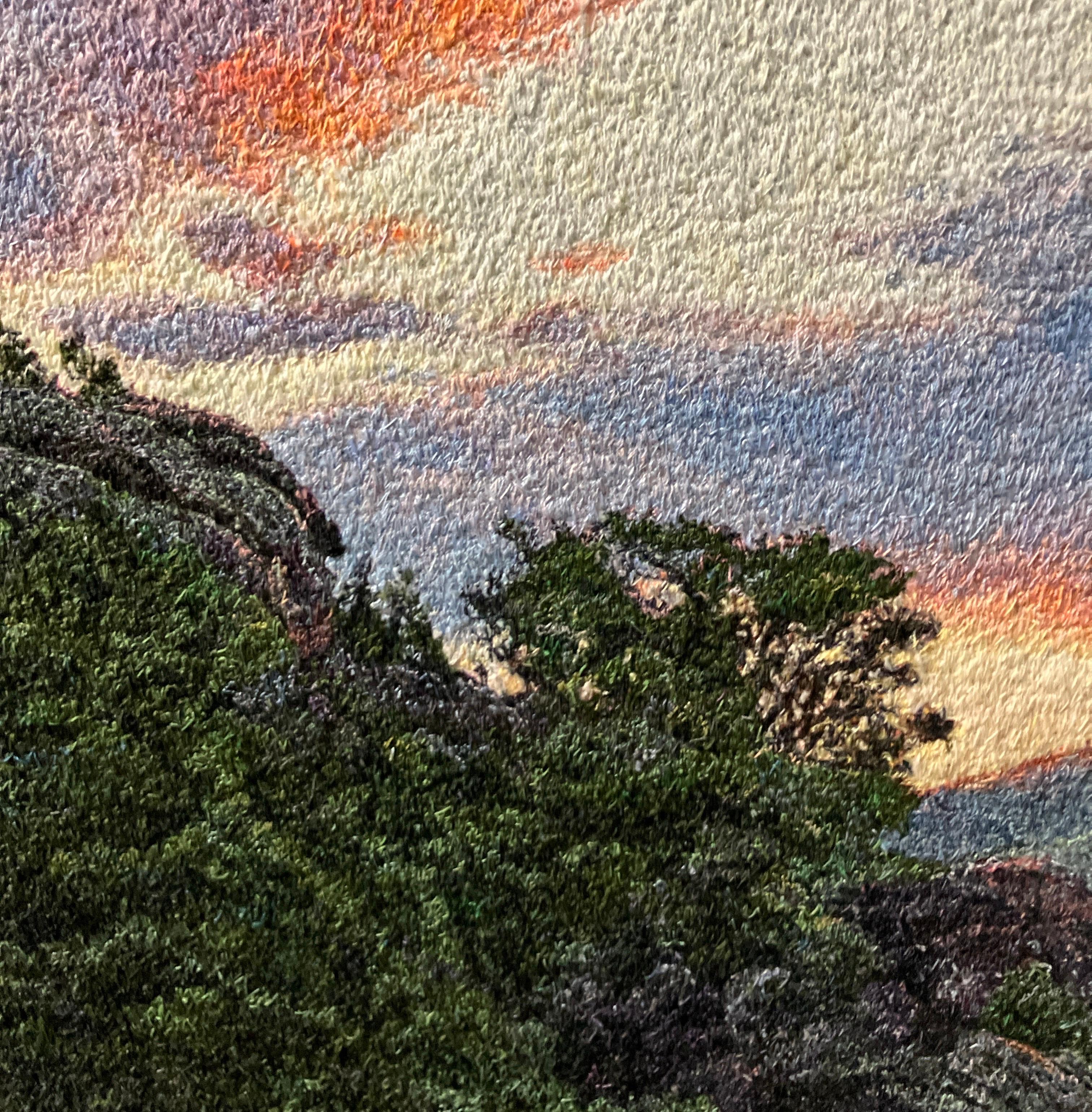Early Morning Foothills by Carol Shinn, 2024, Photorealistic Embroidery, Thread For Sale 4