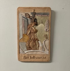 The Influencer, Tarot Card 2, by Alessandro Gallo, 2025, Ceramic, Hangs by Cleat