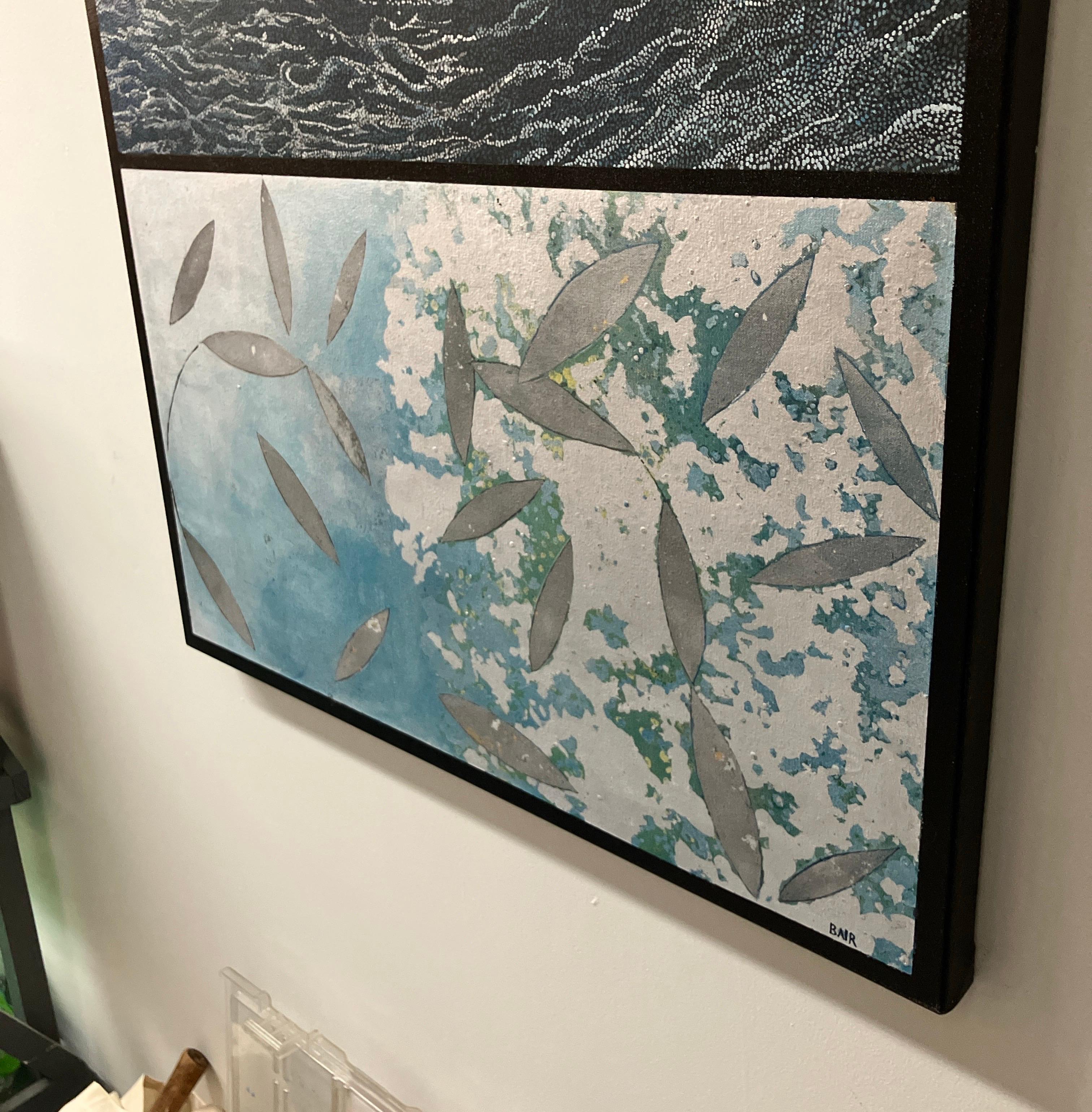 „On the Wings“, Pointillismus, Ölgemälde auf Leinwand, Blattsilberverzierung, Blattsilberverzierung im Angebot 1