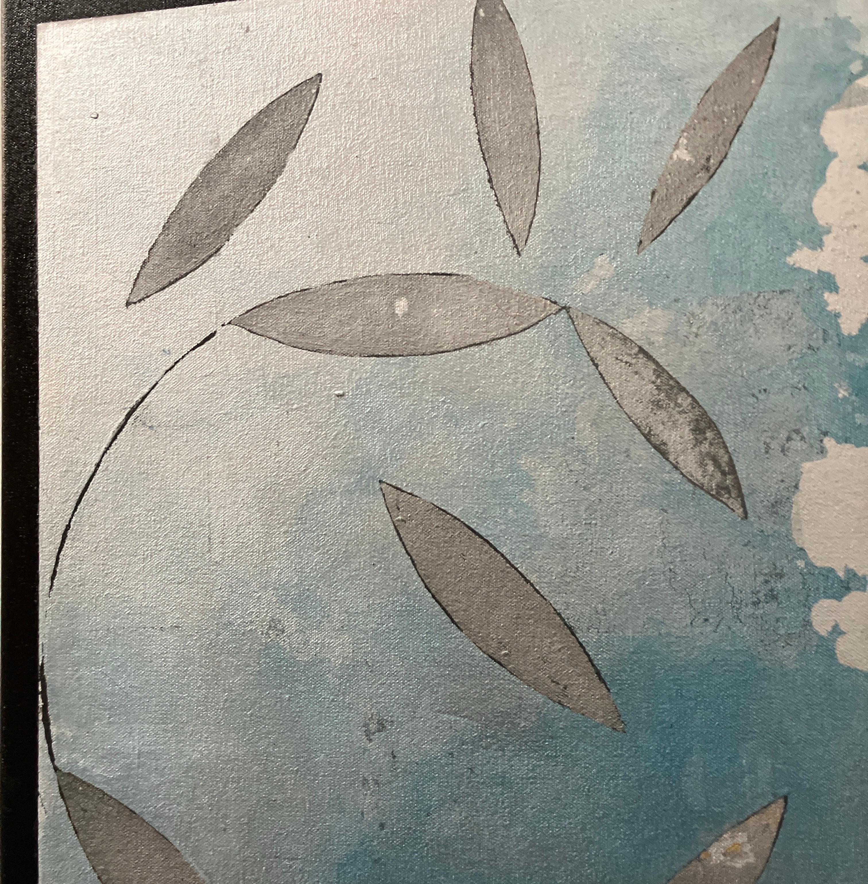 „On the Wings“, Pointillismus, Ölgemälde auf Leinwand, Blattsilberverzierung, Blattsilberverzierung im Angebot 3