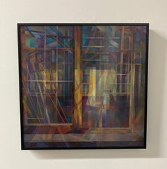 Contemporary Abstract, Oil Painting, Canvas Mounted on Board, Framed, Geometry