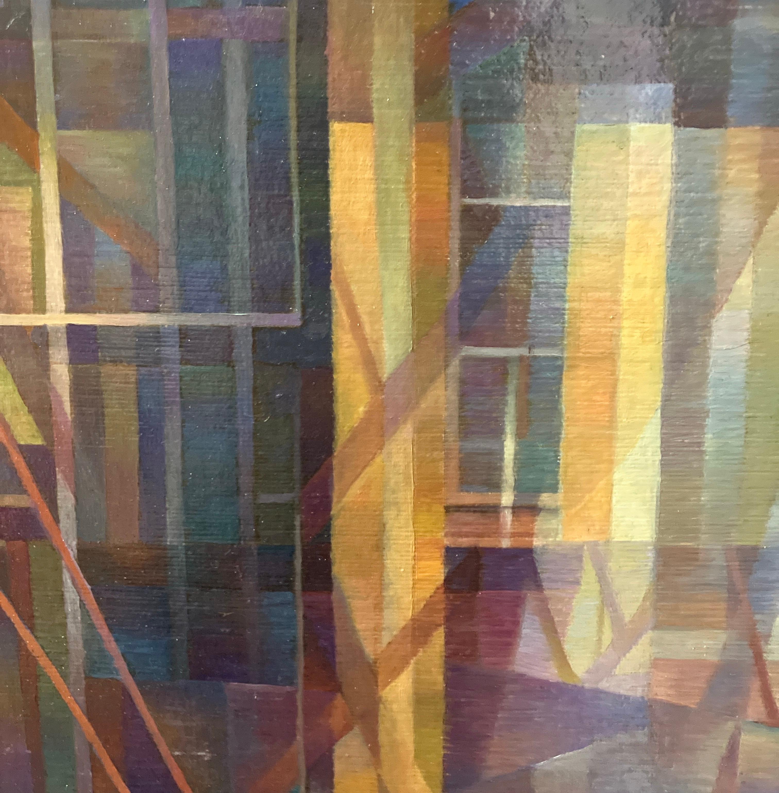 Contemporary Abstract, Oil Painting, Canvas Mounted on Board, Framed, Geometry For Sale 3