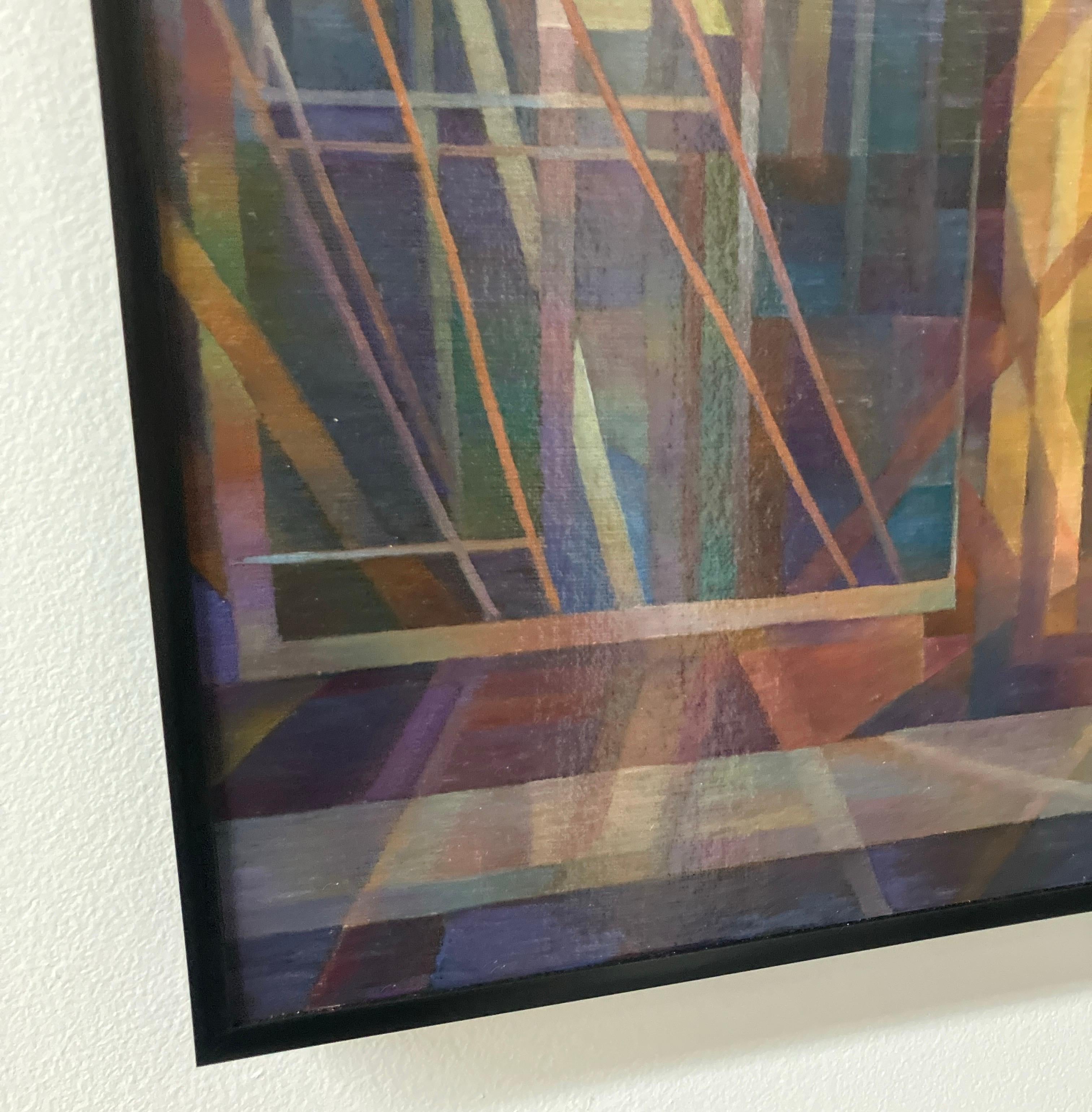 Contemporary Abstract, Oil Painting, Canvas Mounted on Board, Framed, Geometry For Sale 4