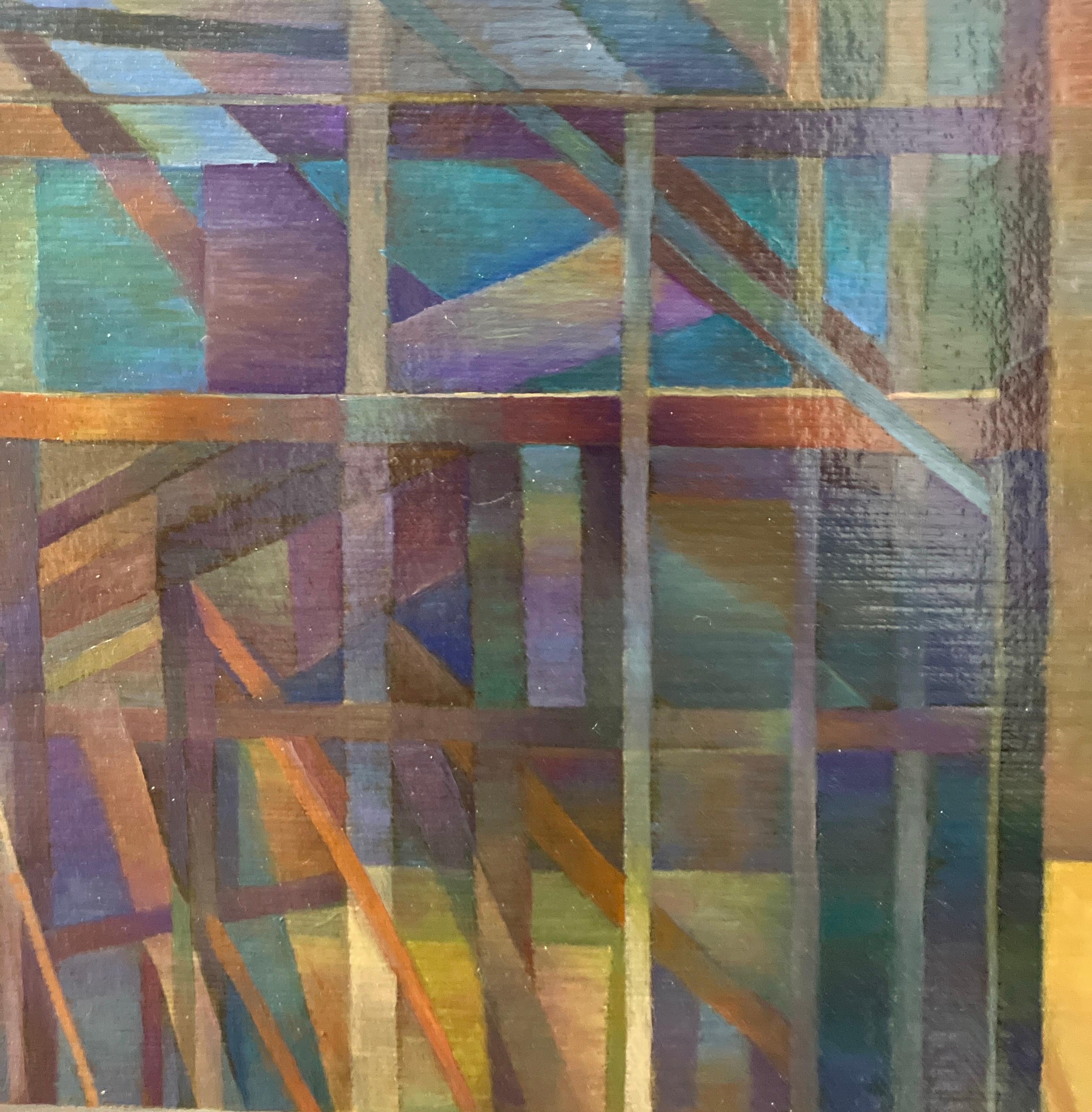 Contemporary Abstract, Oil Painting, Canvas Mounted on Board, Framed, Geometry For Sale 5