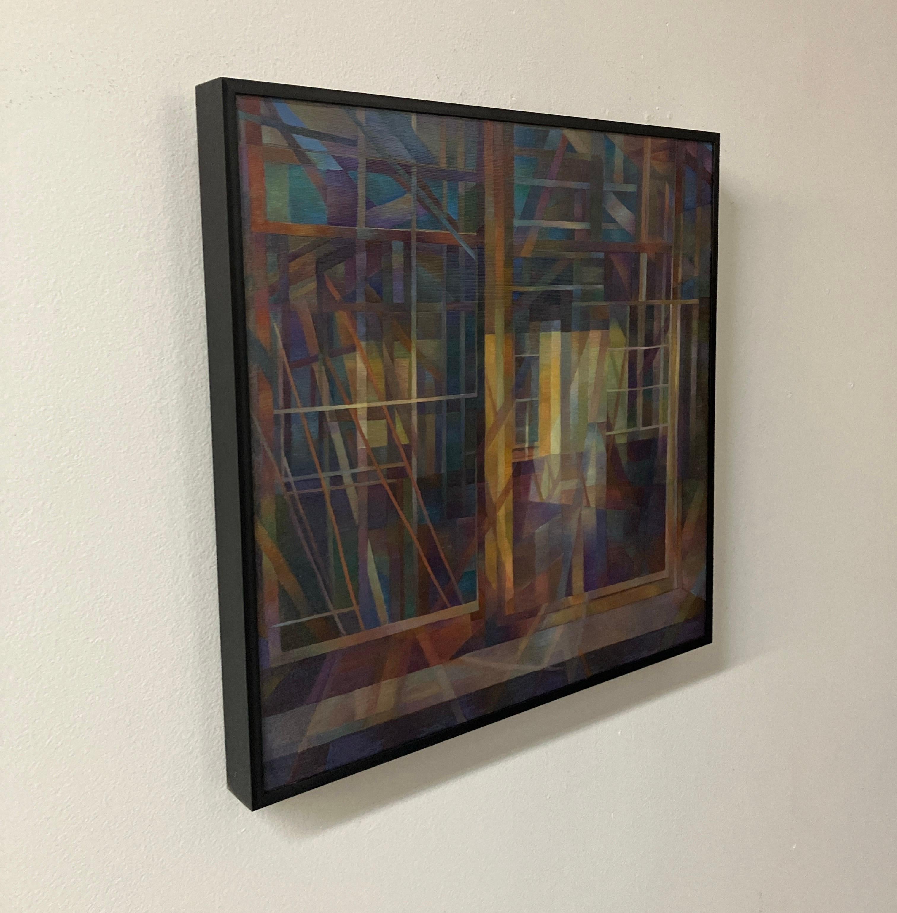 Contemporary Abstract, Oil Painting, Canvas Mounted on Board, Framed, Geometry For Sale 6