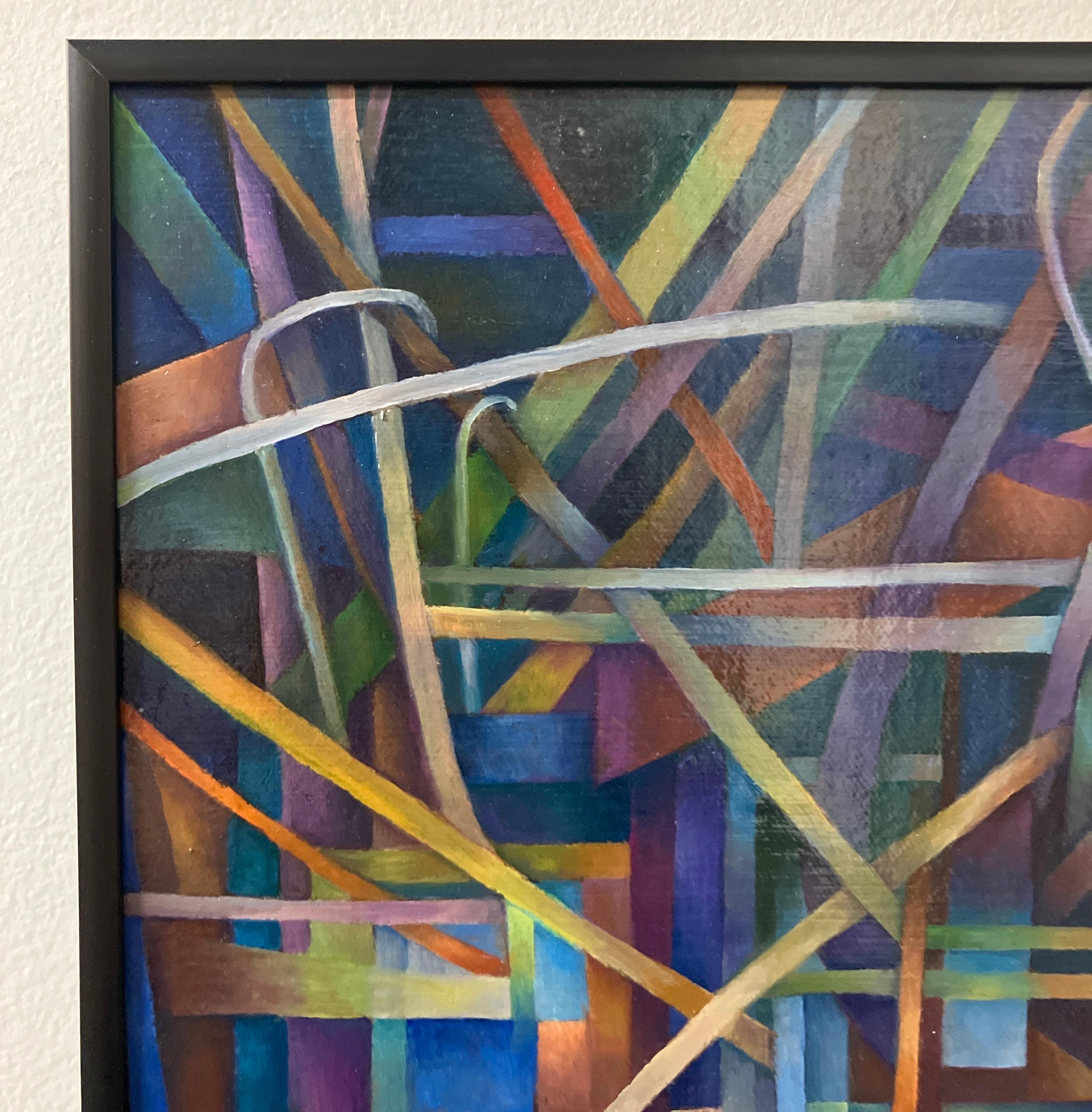 Zwei rote Ringe von Nancy Newman Rice, 2022, gerahmtes Ölgemälde auf Leinwand, Tafelsilber im Angebot 3